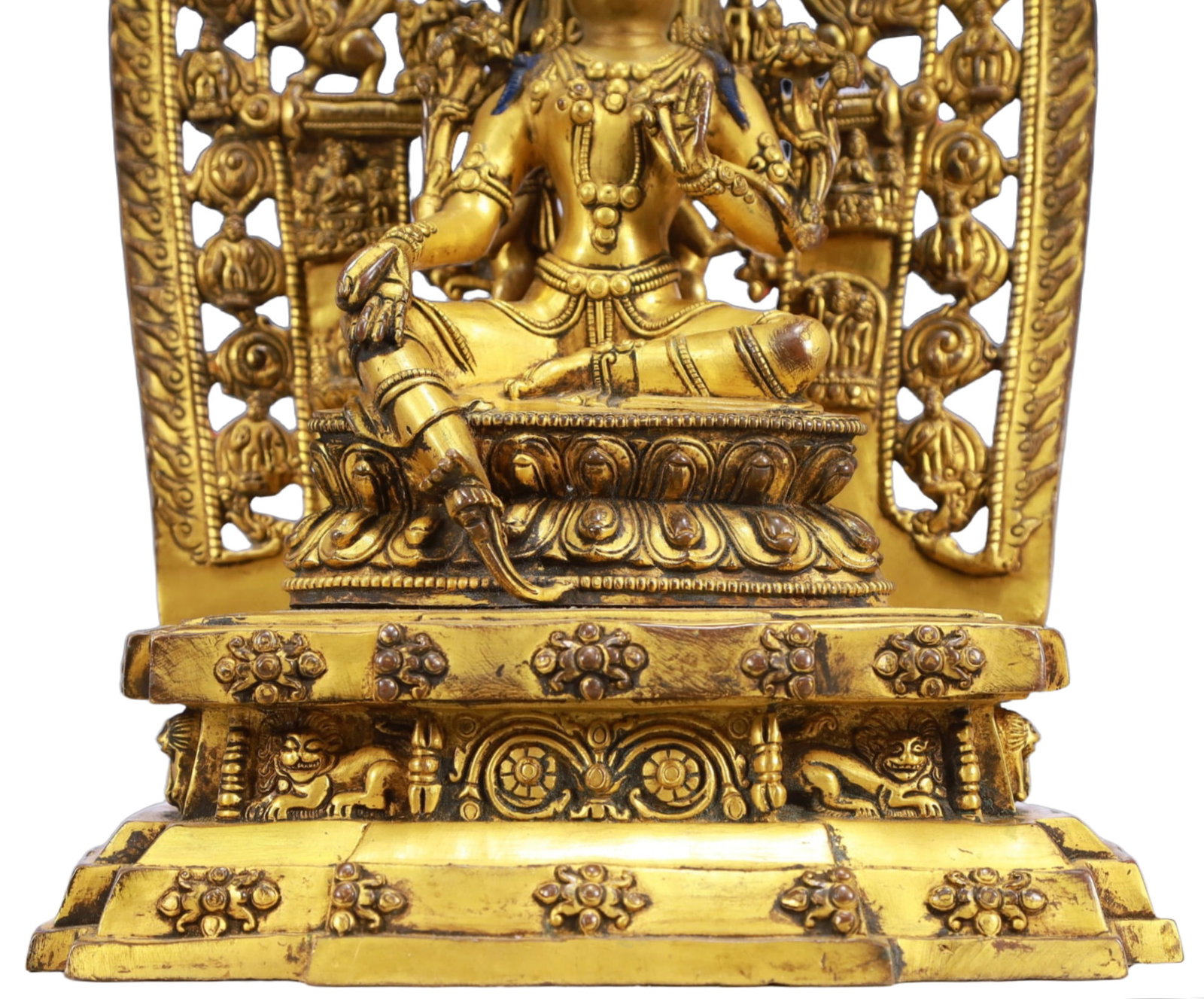A Solemn Gilt Bronze Statue of Tara,With Inscription - 3