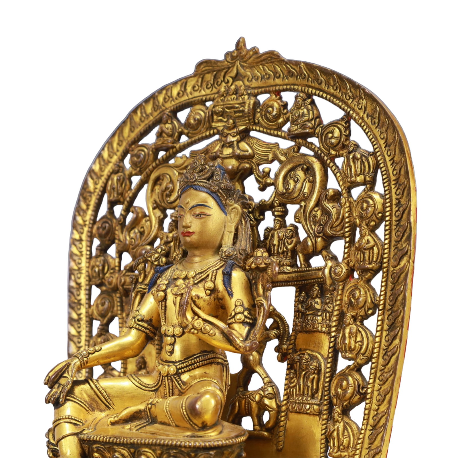 A Solemn Gilt Bronze Statue of Tara,With Inscription - 5