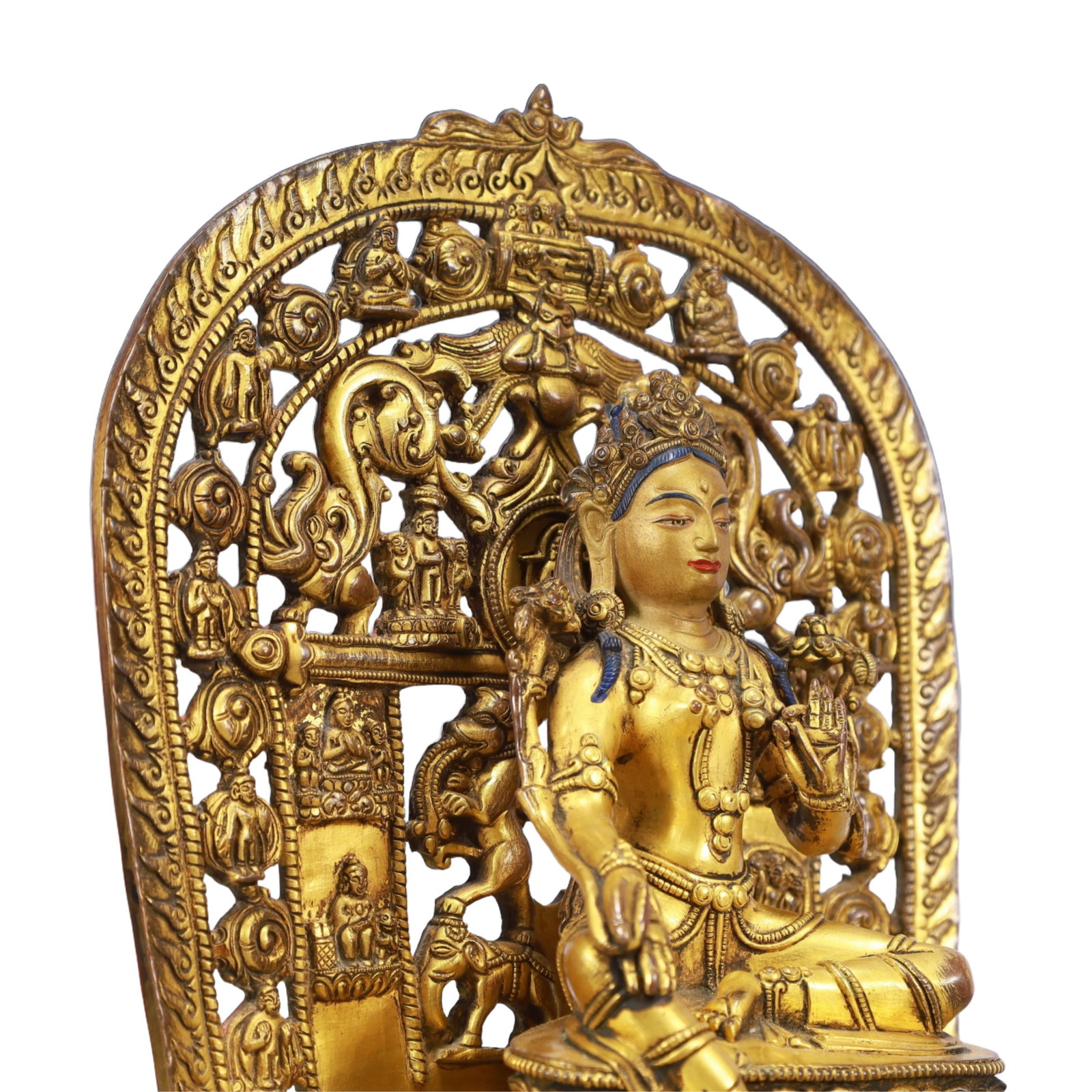 A Solemn Gilt Bronze Statue of Tara,With Inscription - 7