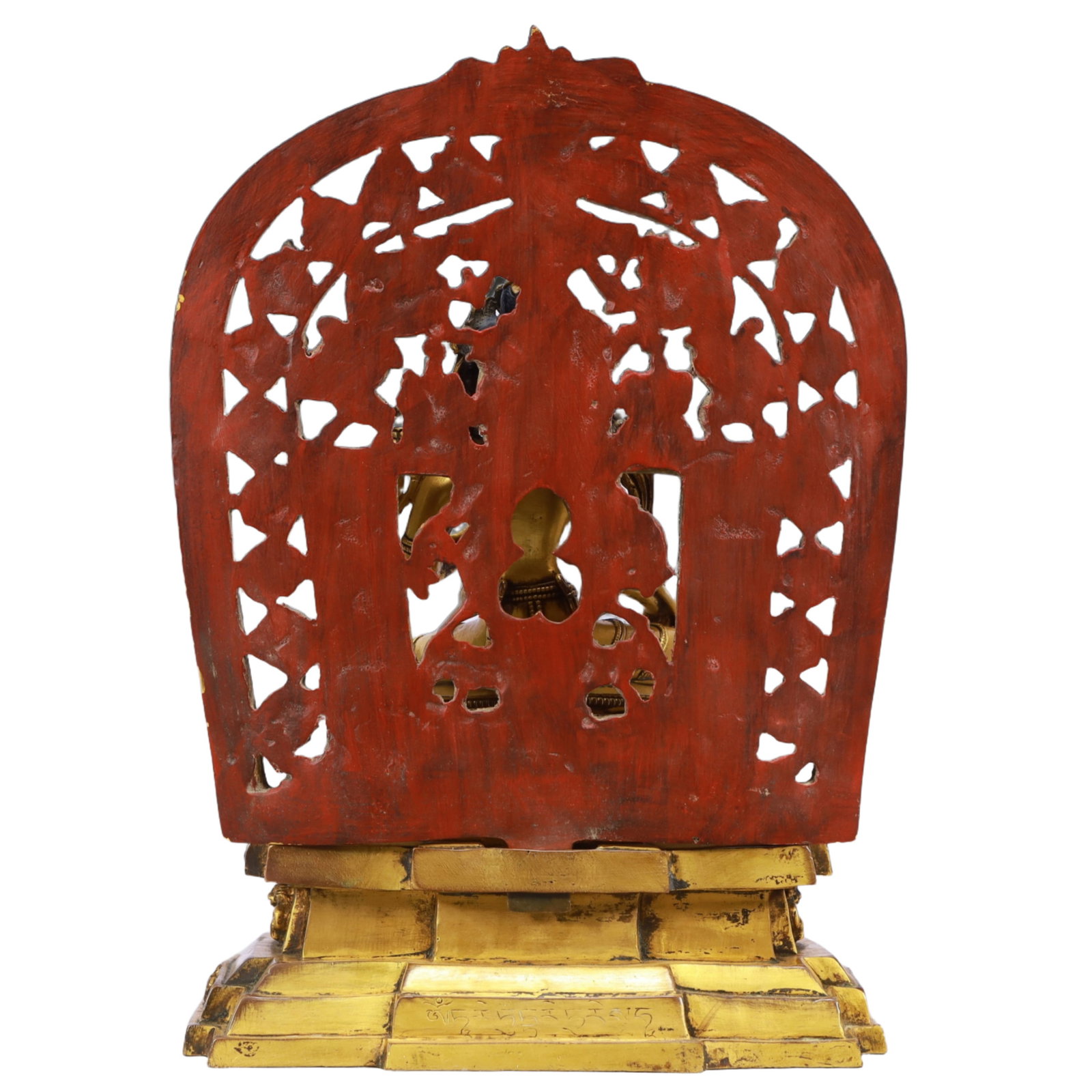 A Solemn Gilt Bronze Statue of Tara,With Inscription - 8