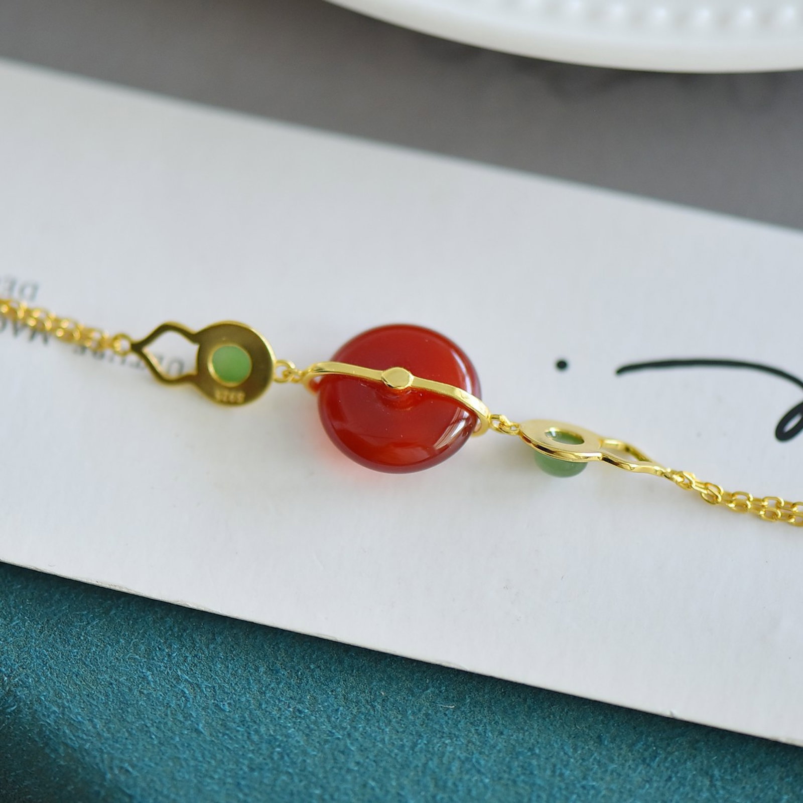 An Exquisite Sterling Silver-Gold Plated Inlaid Agate Bracelets,Inlaid Jasper - 5