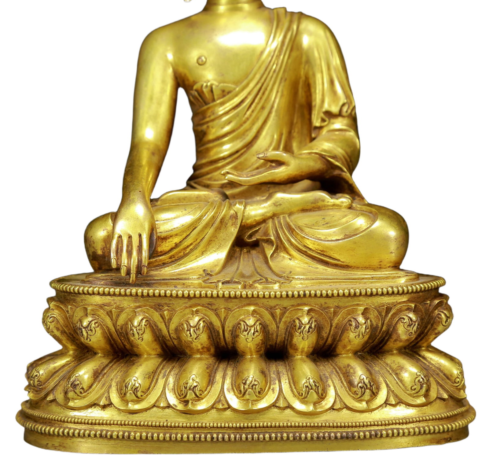 A Solemn Gilt Bronze Statue of Sakyamuni - 3