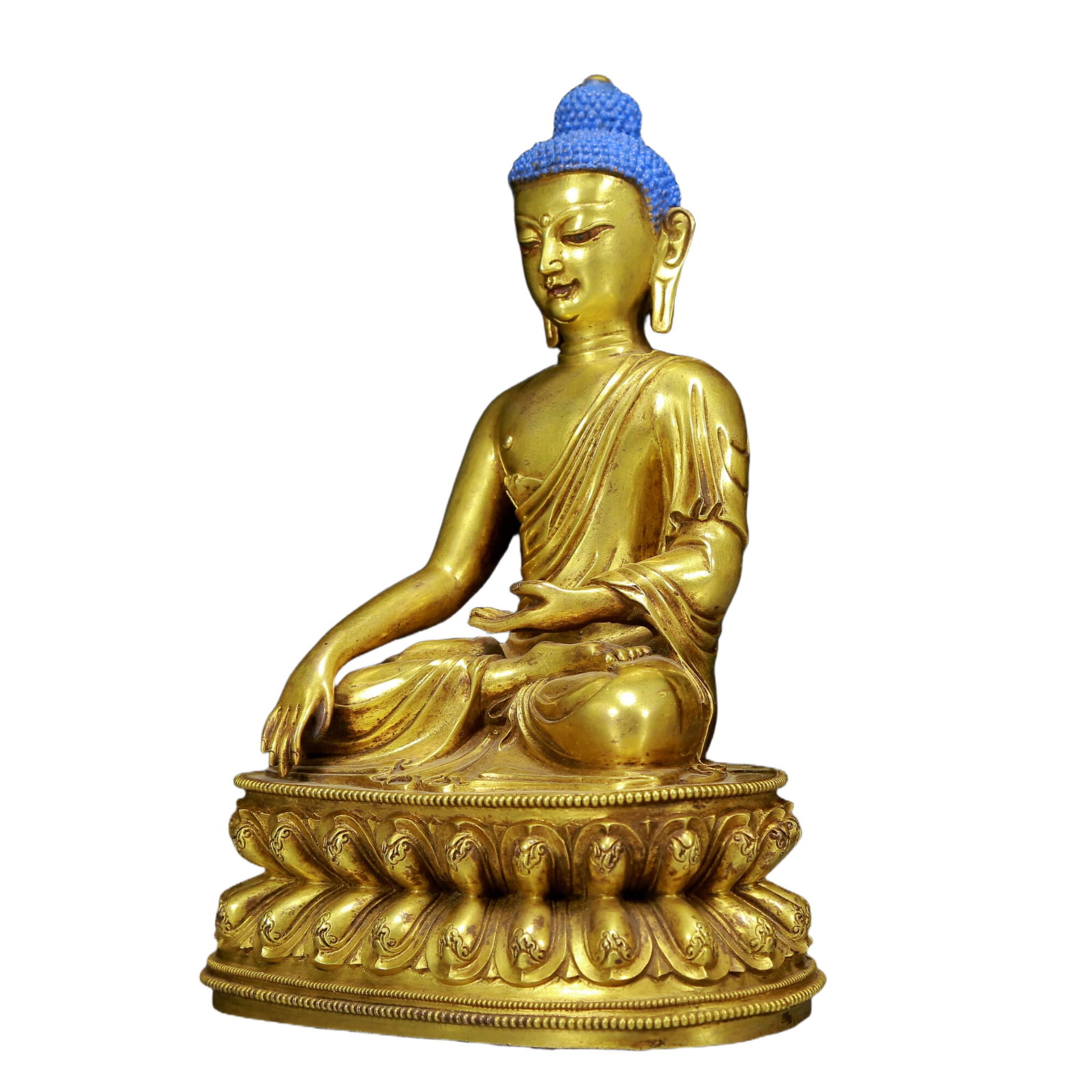 A Solemn Gilt Bronze Statue of Sakyamuni - 4
