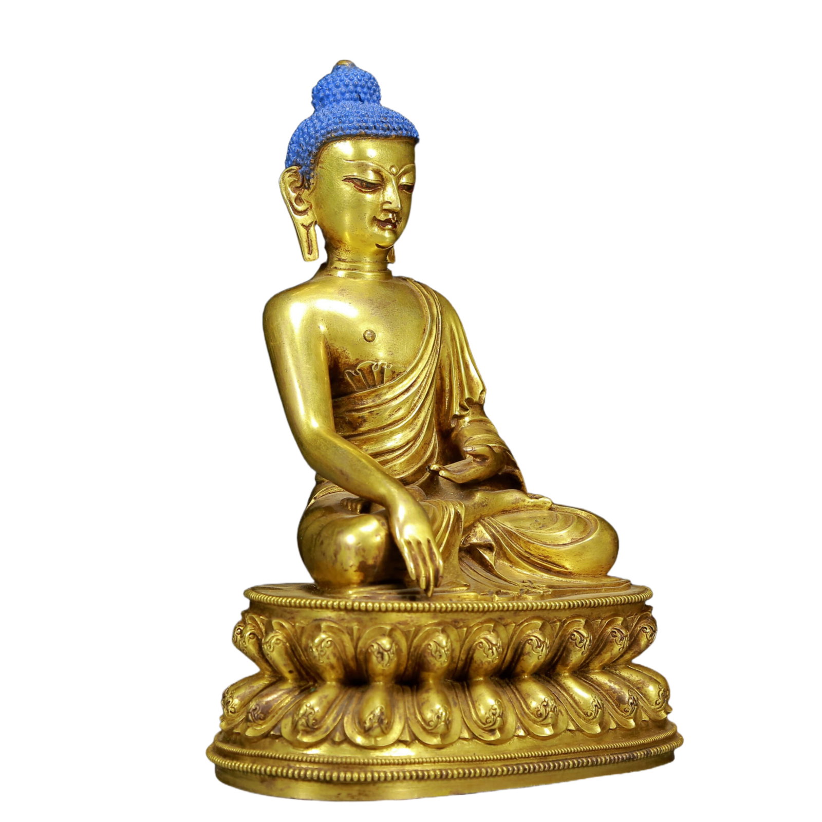 A Solemn Gilt Bronze Statue of Sakyamuni - 6