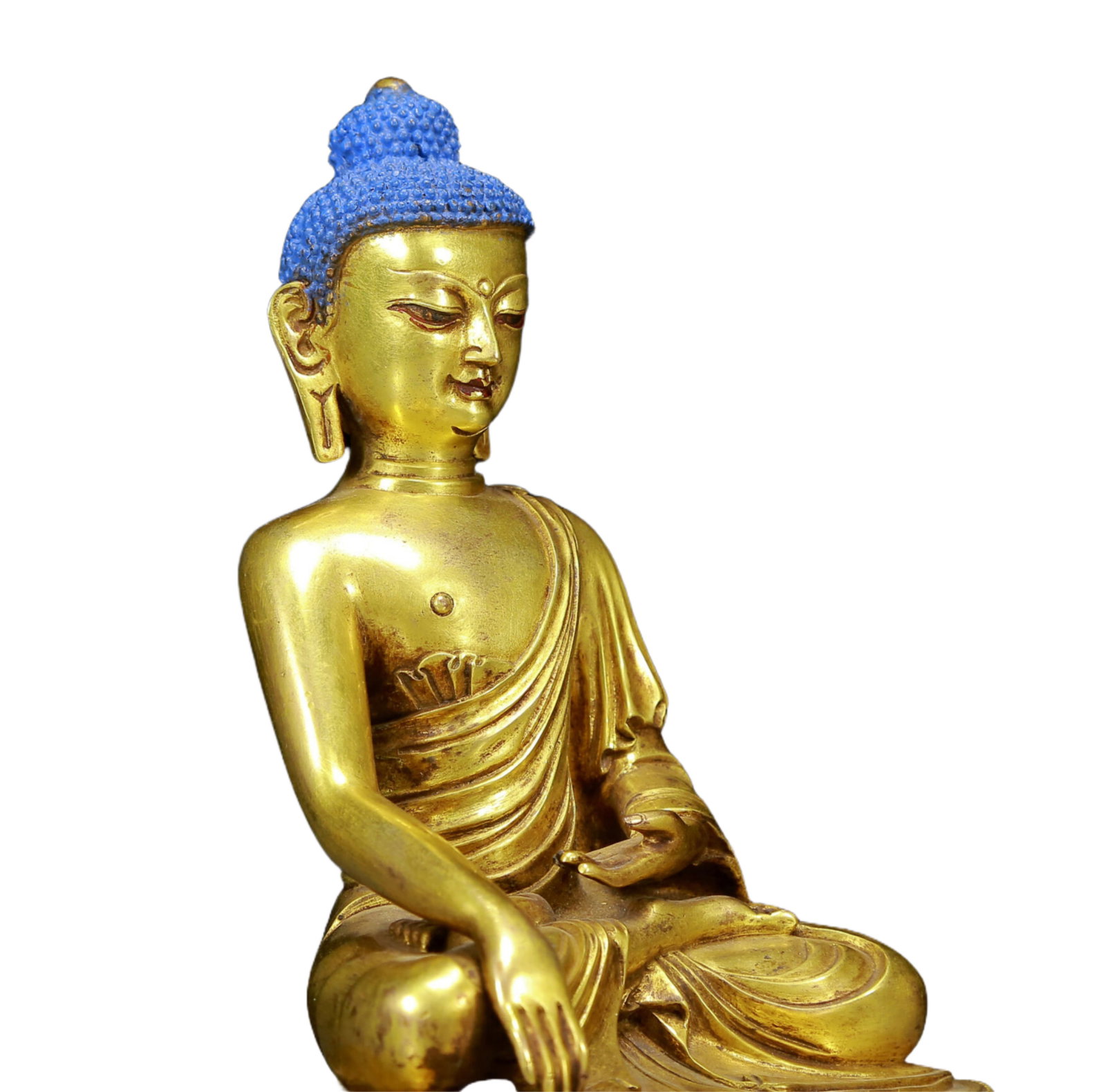 A Solemn Gilt Bronze Statue of Sakyamuni - 7