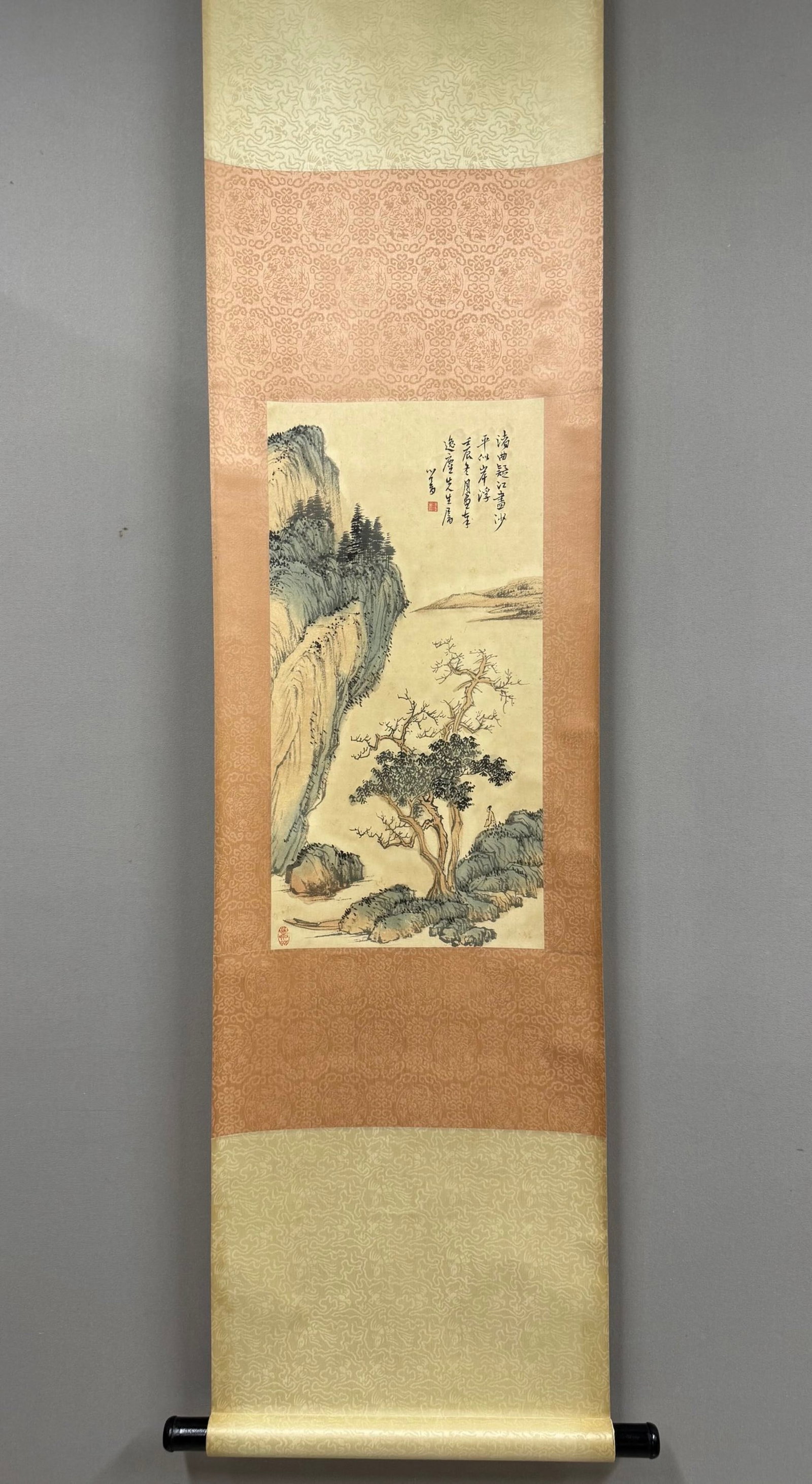 A Chinese Vertical Scroll Ink Painting of Landscape and Figure on Paper,Fu Ru: Estimated Value:1800-3600 A Chinese Vertical Scroll Ink Painting of Landscape and Figure on Paper,Fu Ru,Size:23.6inx12.2in