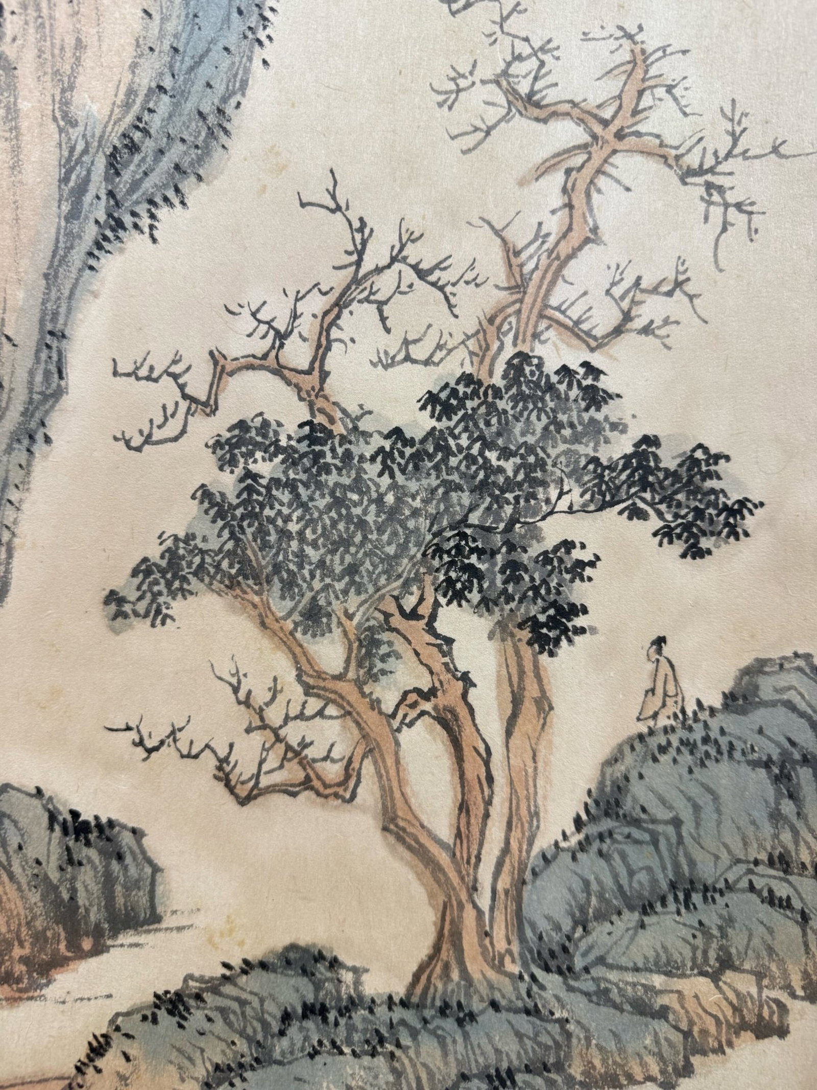 A Chinese Vertical Scroll Ink Painting of Landscape and Figure on Paper,Fu Ru - 3