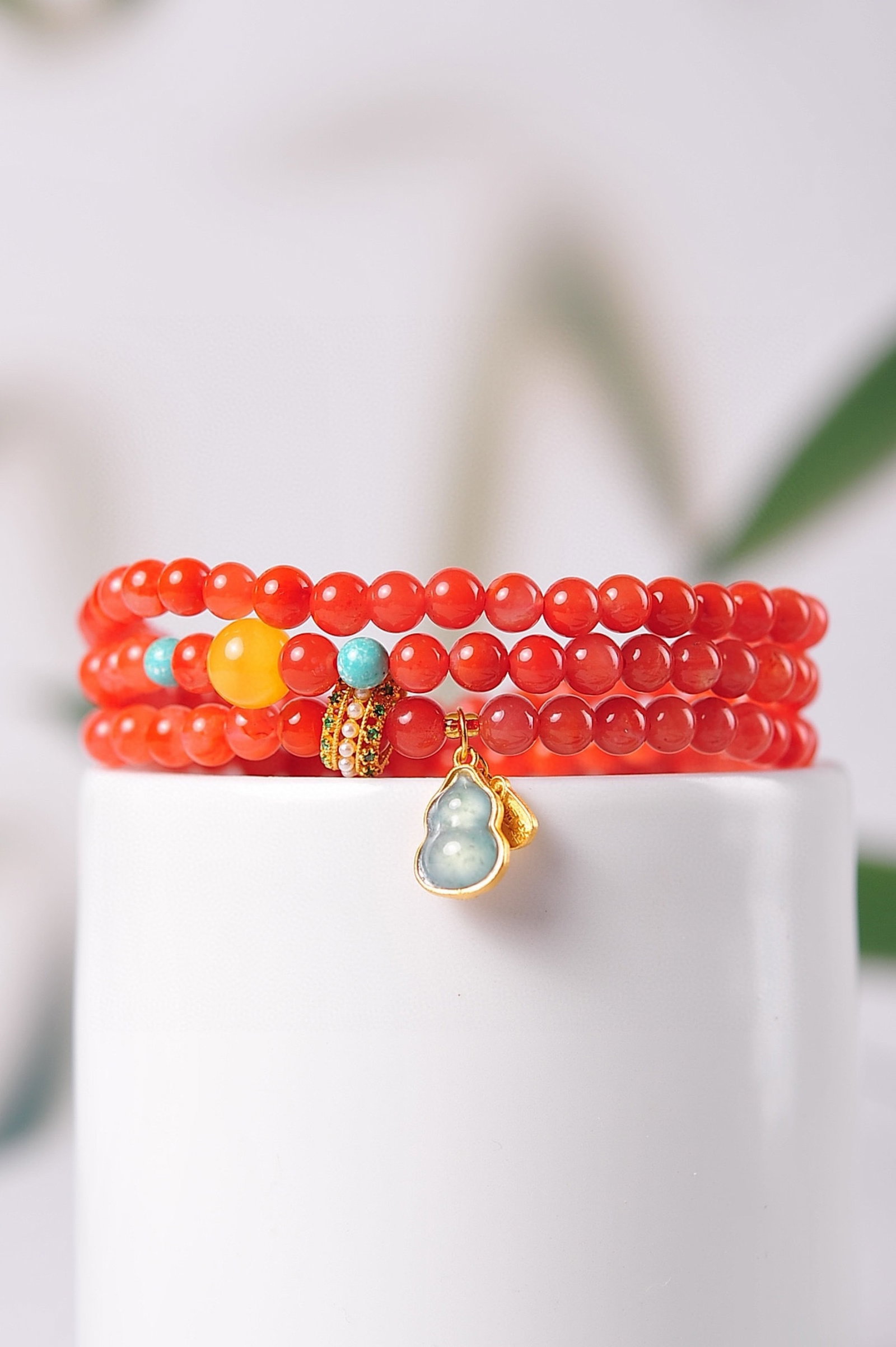 An Exquisite Agate Bracelets,Inlaid Gems Pearls - 4