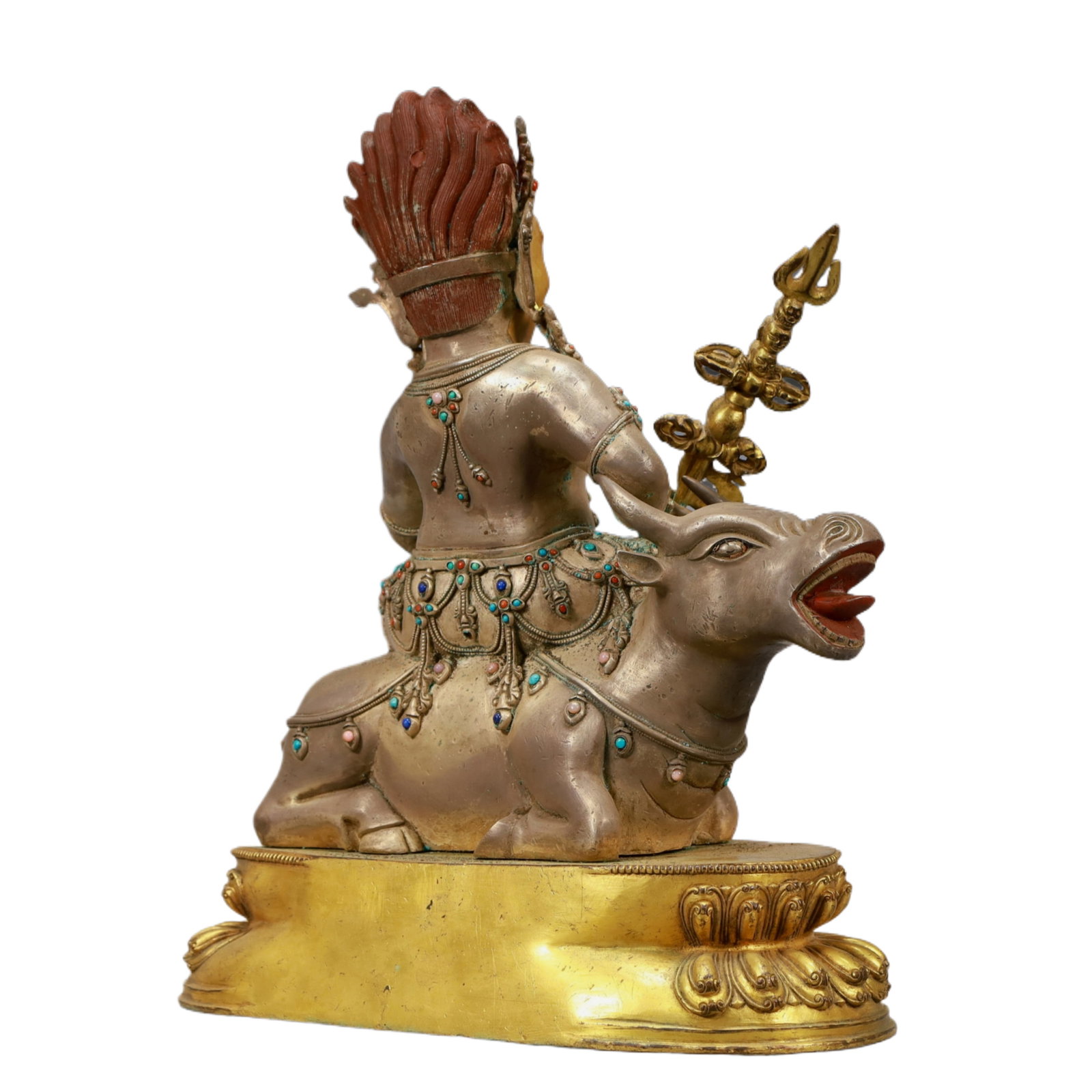 A Solemn Gilt Bronze Statue of Mammon,Inlaid Turquoise - 6