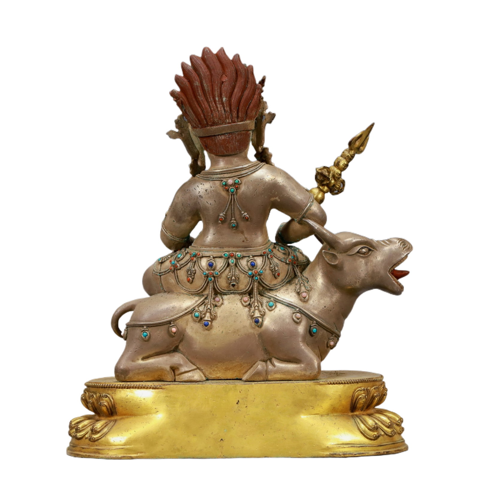 A Solemn Gilt Bronze Statue of Mammon,Inlaid Turquoise - 7