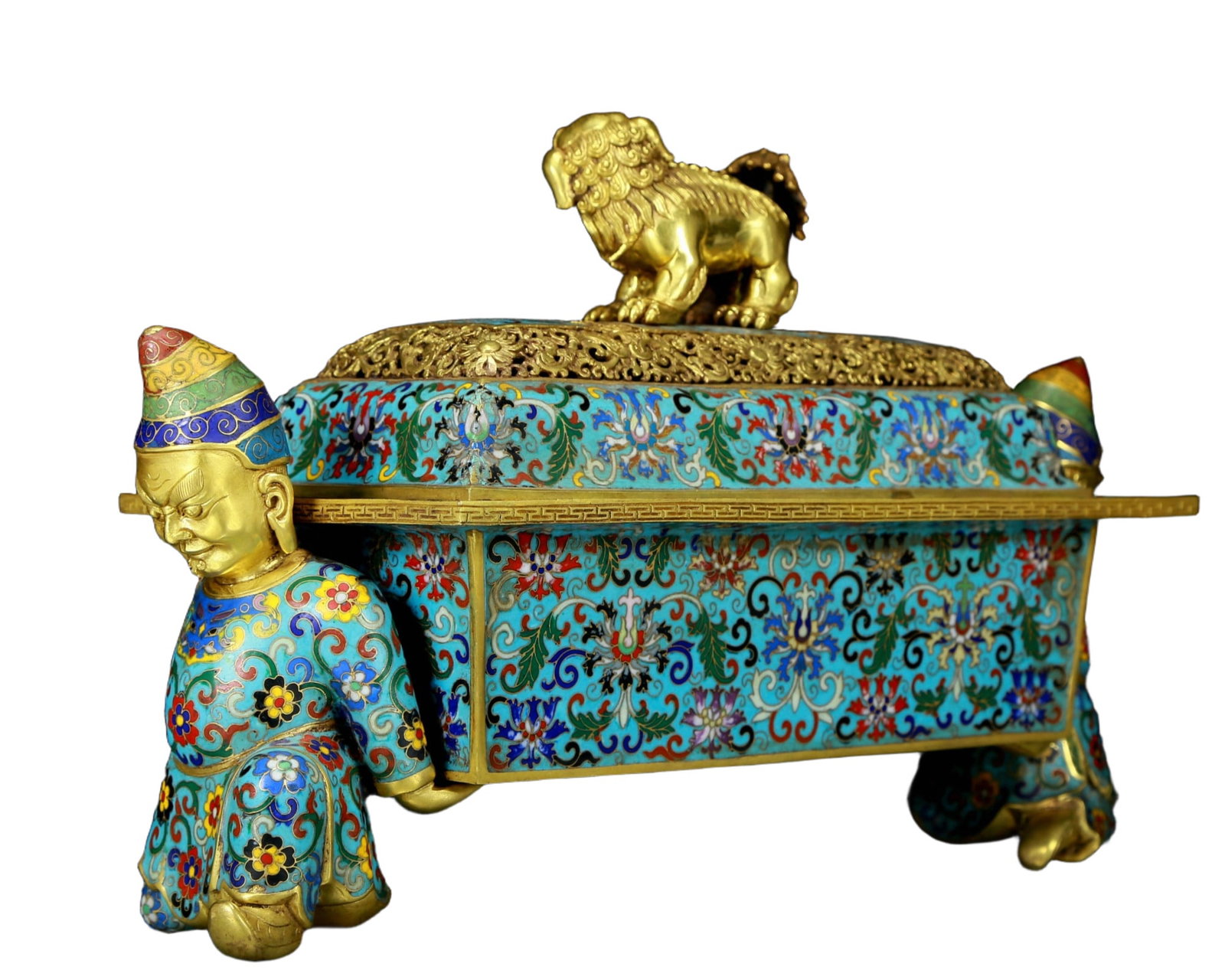 A Precious Cloisonne 'Scrolling Lotus& Figure' Censer - 5