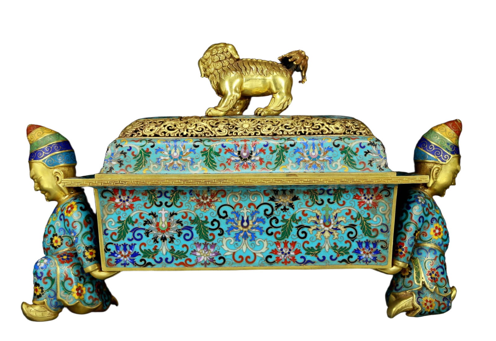 A Precious Cloisonne 'Scrolling Lotus& Figure' Censer - 6