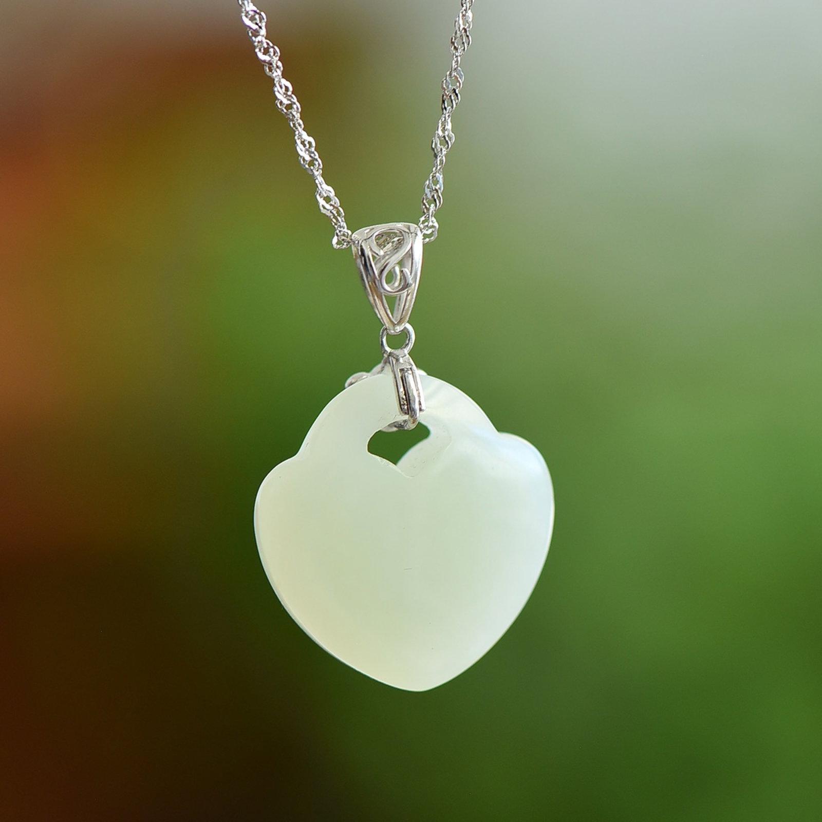 An Exquisite Sterling Silver Inlaid White Jade Pendant - 5