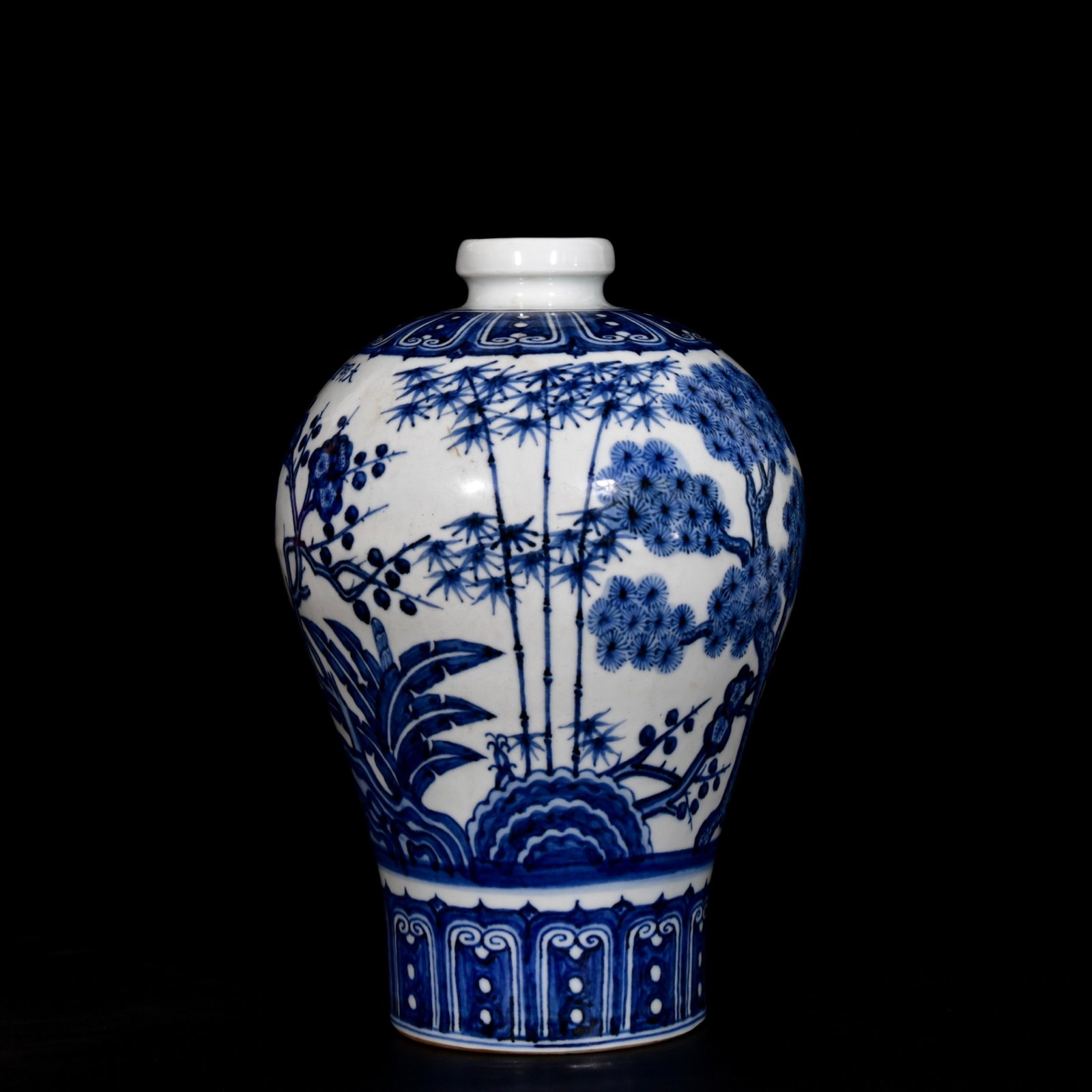 An Exquisite Blue and White Pine, Bamboo and Plum Blossom Pattern Vase - 3
