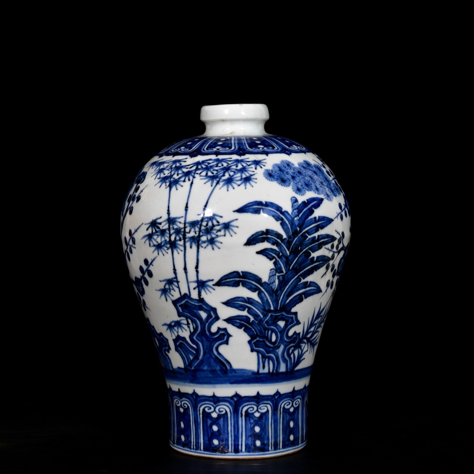 An Exquisite Blue and White Pine, Bamboo and Plum Blossom Pattern Vase - 6