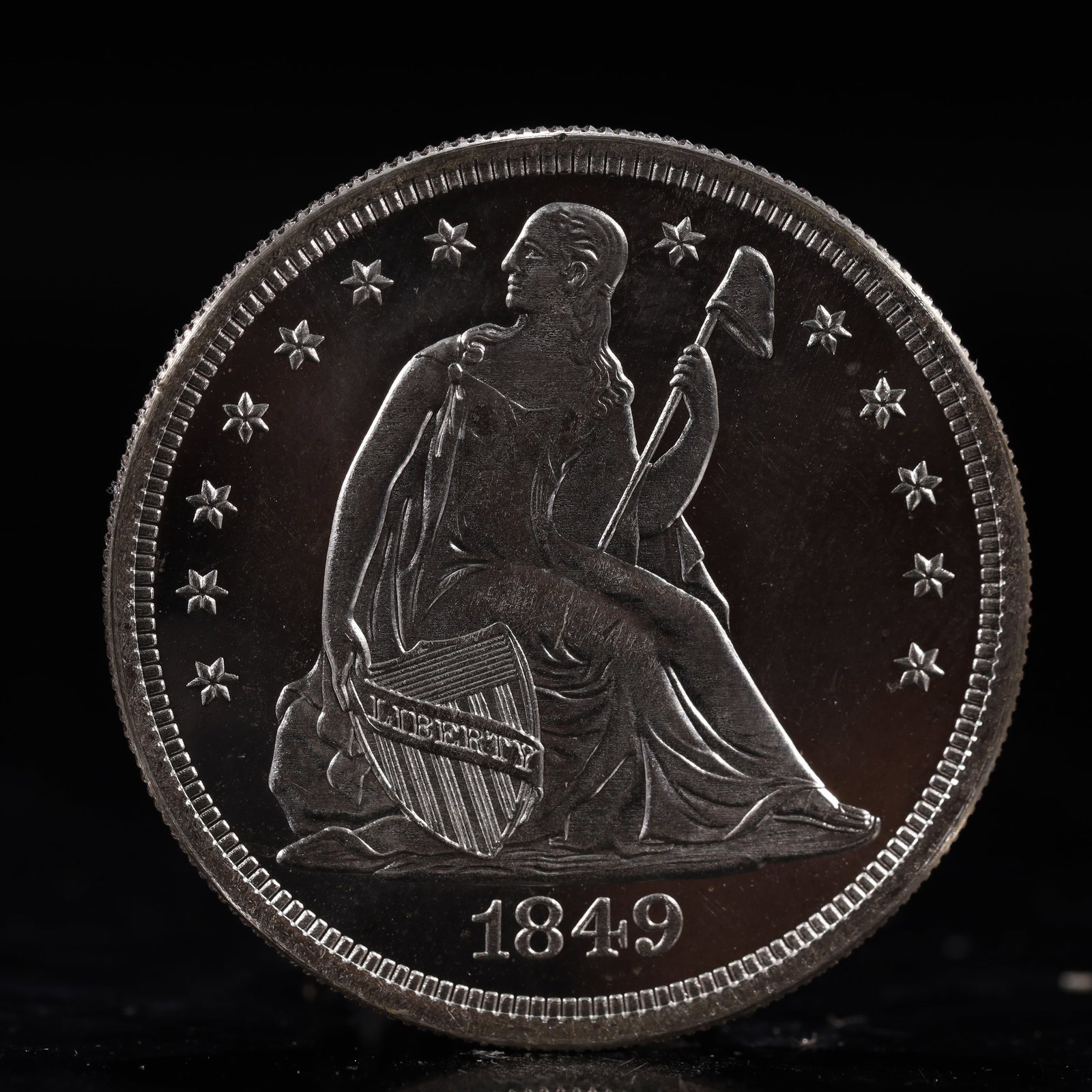 USA One Dollar 1849 Coin: Estimated Value:2000-4000 American coin. IN GOD WE TRUST / LIBERTY / 1849 / UNITED STATES OF AMERICA / ONE DOL. Weight:26.9g.
