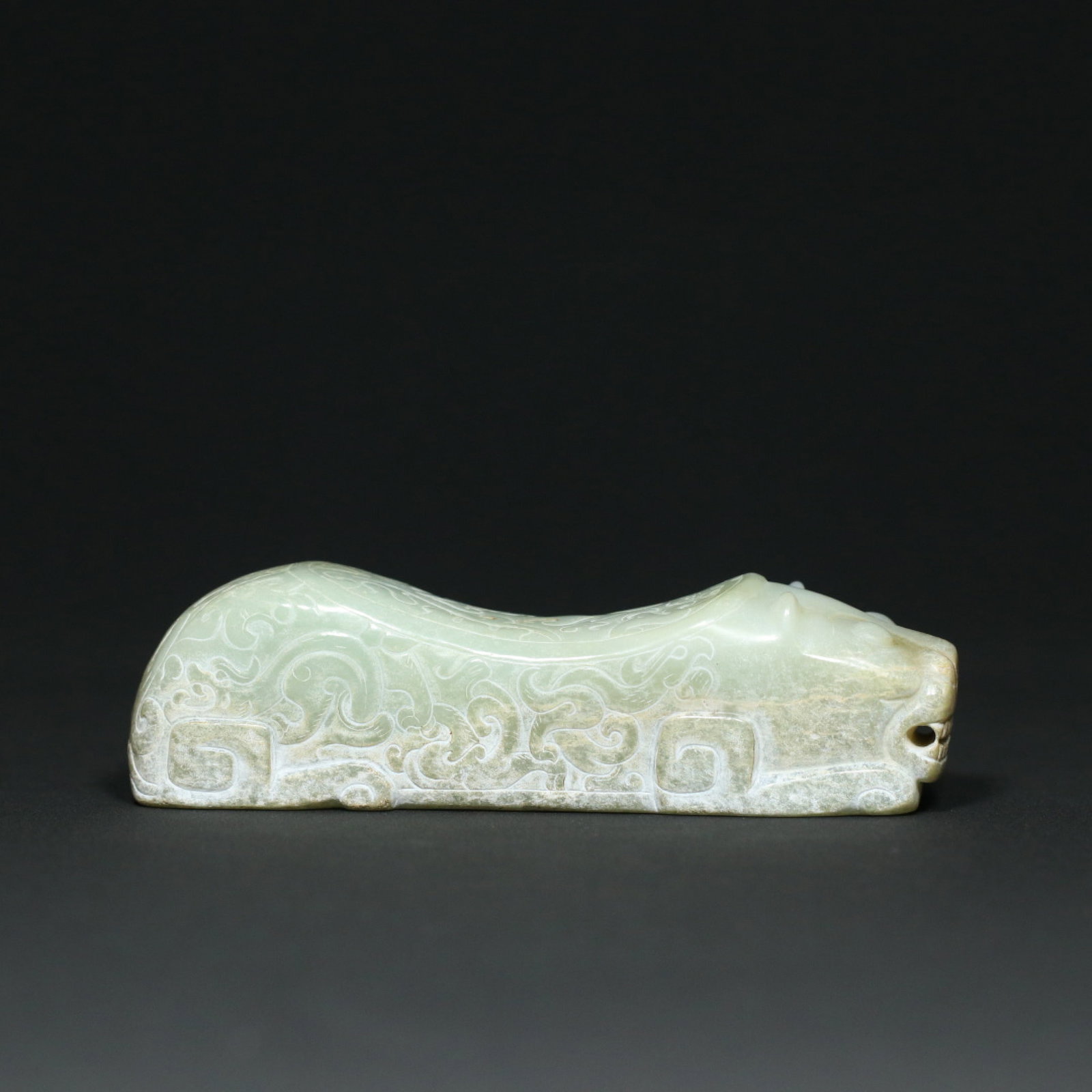 An Exquisite White Jade Dragon and Phoenix Pattern Tiger-Shaped Ornament - 2