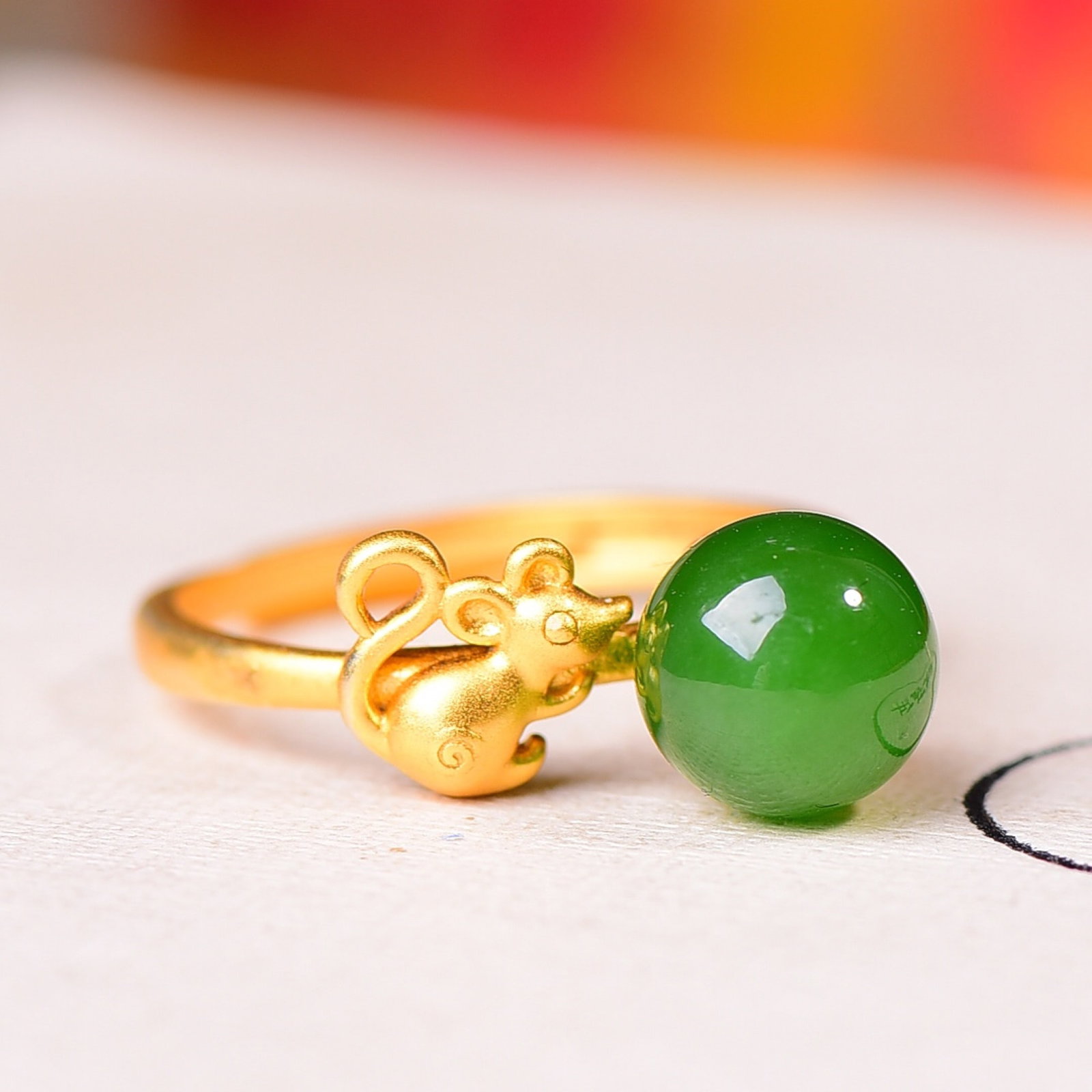 An Exquisite Sterling Silver-Gold Plated Inlaid Jasper Ring - 4