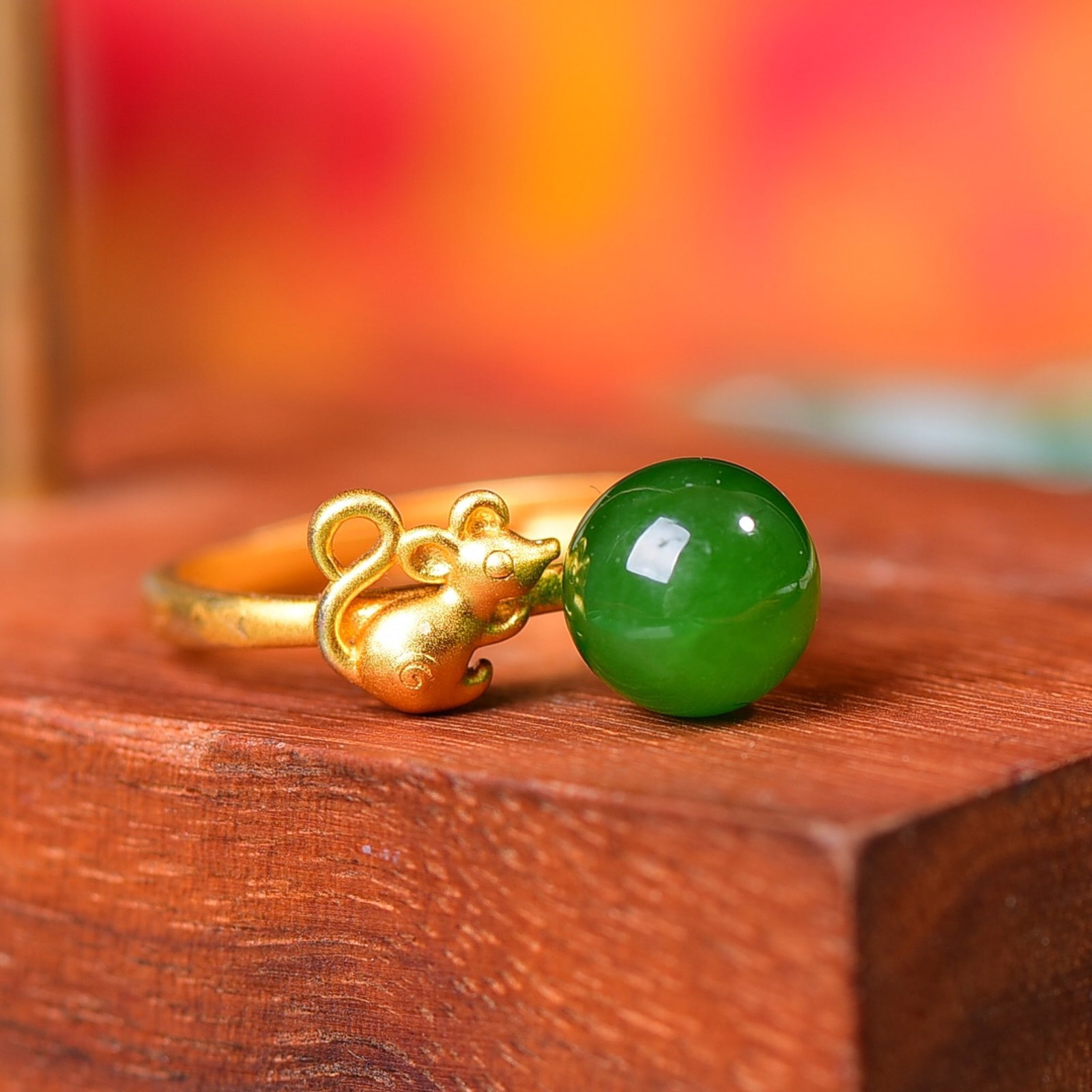 An Exquisite Sterling Silver-Gold Plated Inlaid Jasper Ring - 5