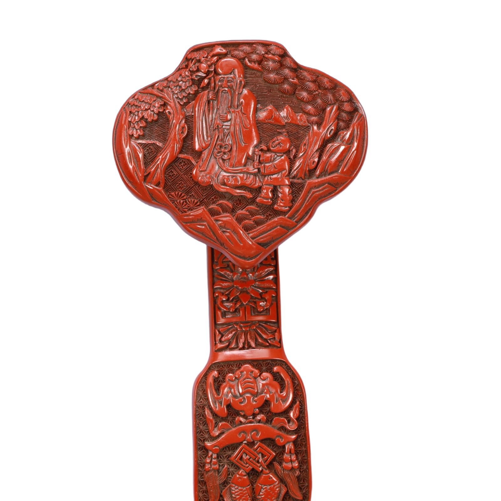 A Rare Carved Red Lacquer Figure Pattern Ruyi - 2