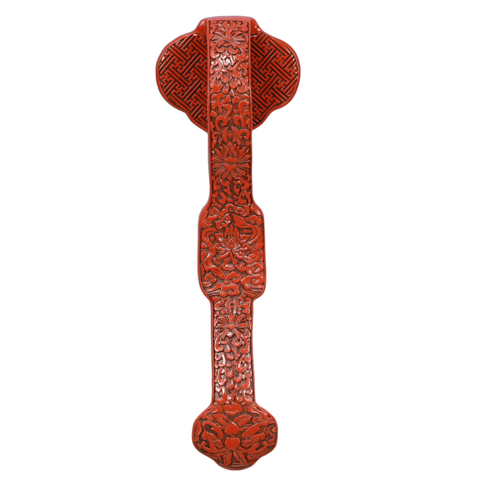 A Rare Carved Red Lacquer Figure Pattern Ruyi - 4