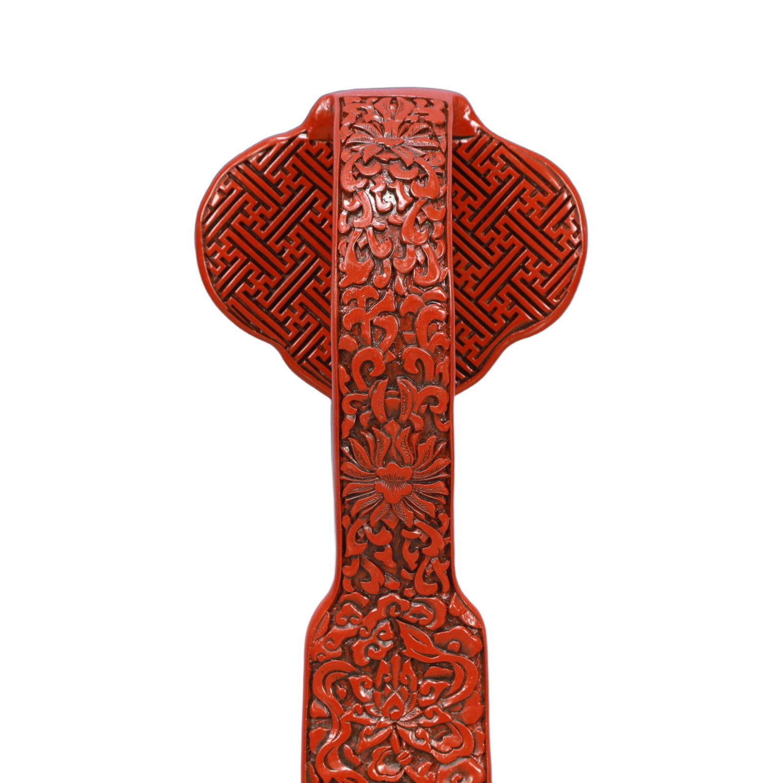 A Rare Carved Red Lacquer Figure Pattern Ruyi - 5