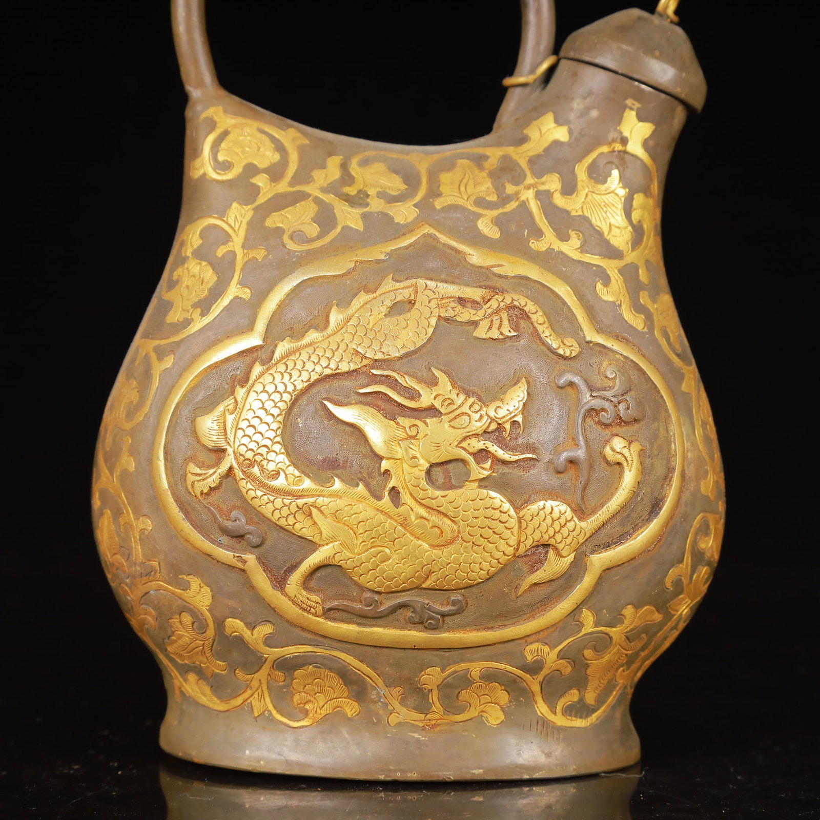 An Exquisite Gilt Silver Dragon Pattern Ewer - 3