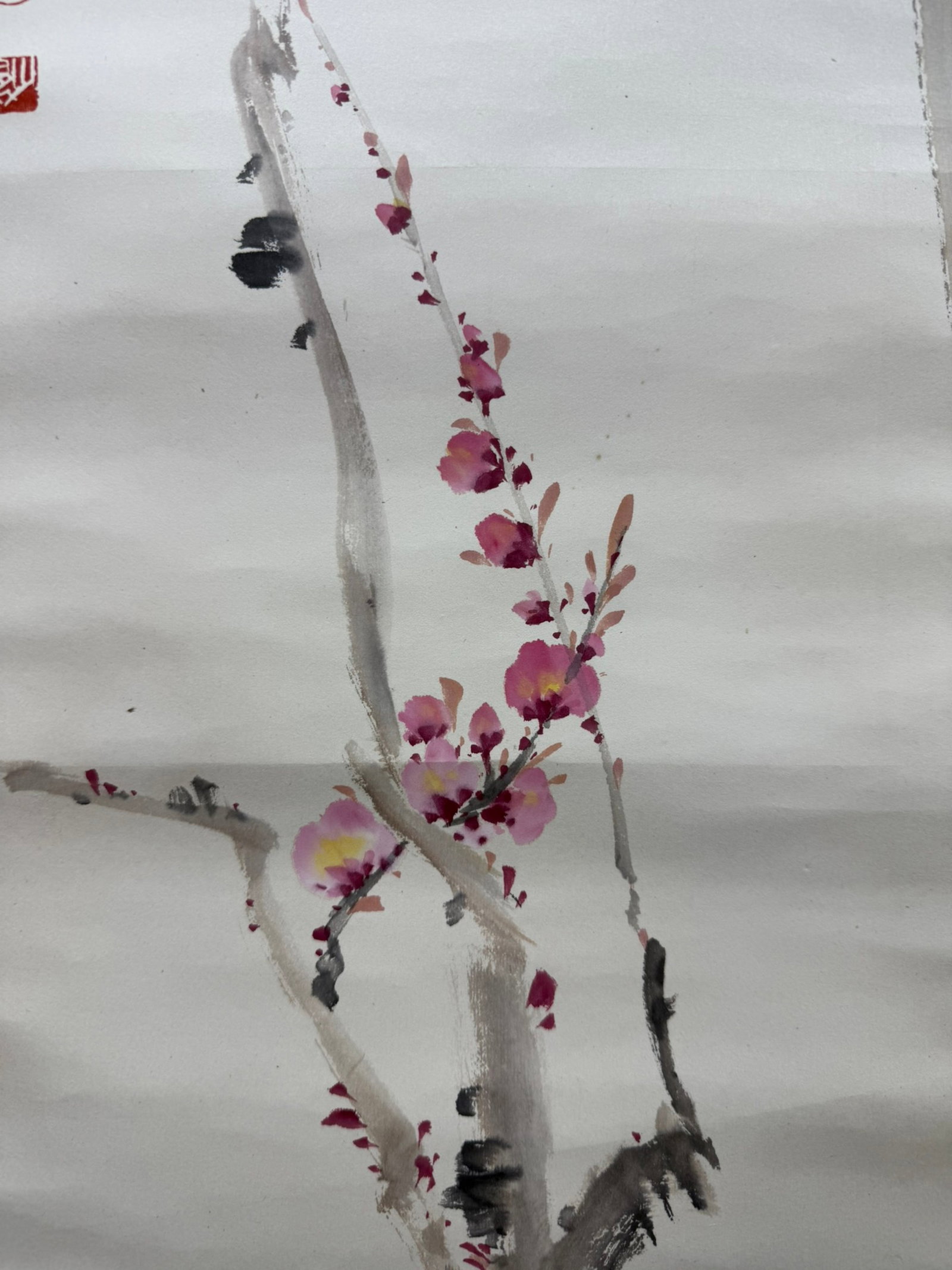 A Chinese Vertical Scroll Ink Painting of Plum Blossom and Bamboo on Paper,Zhao Shaoang - 6