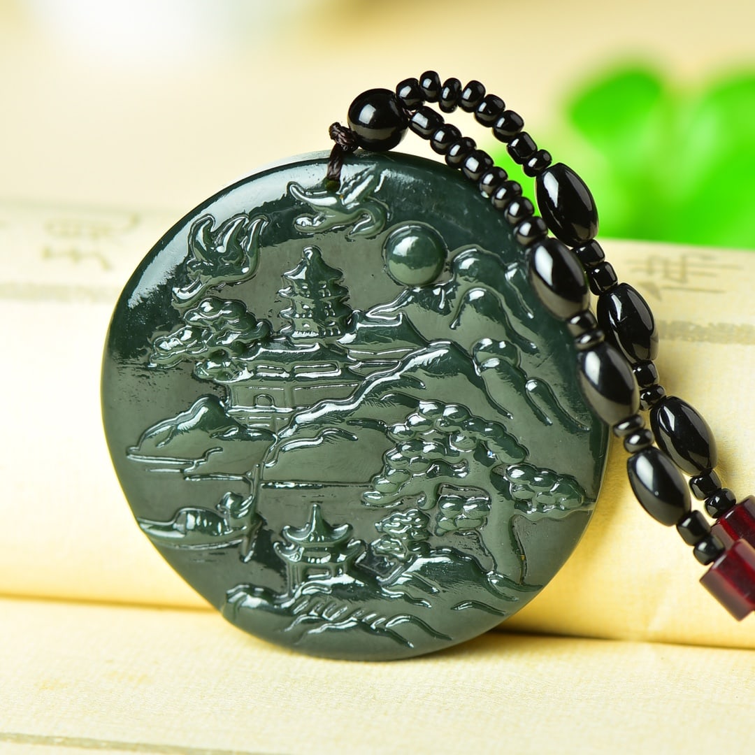 An Exquisite Sapphire Landscape and Figure Pattern Pendant - 3