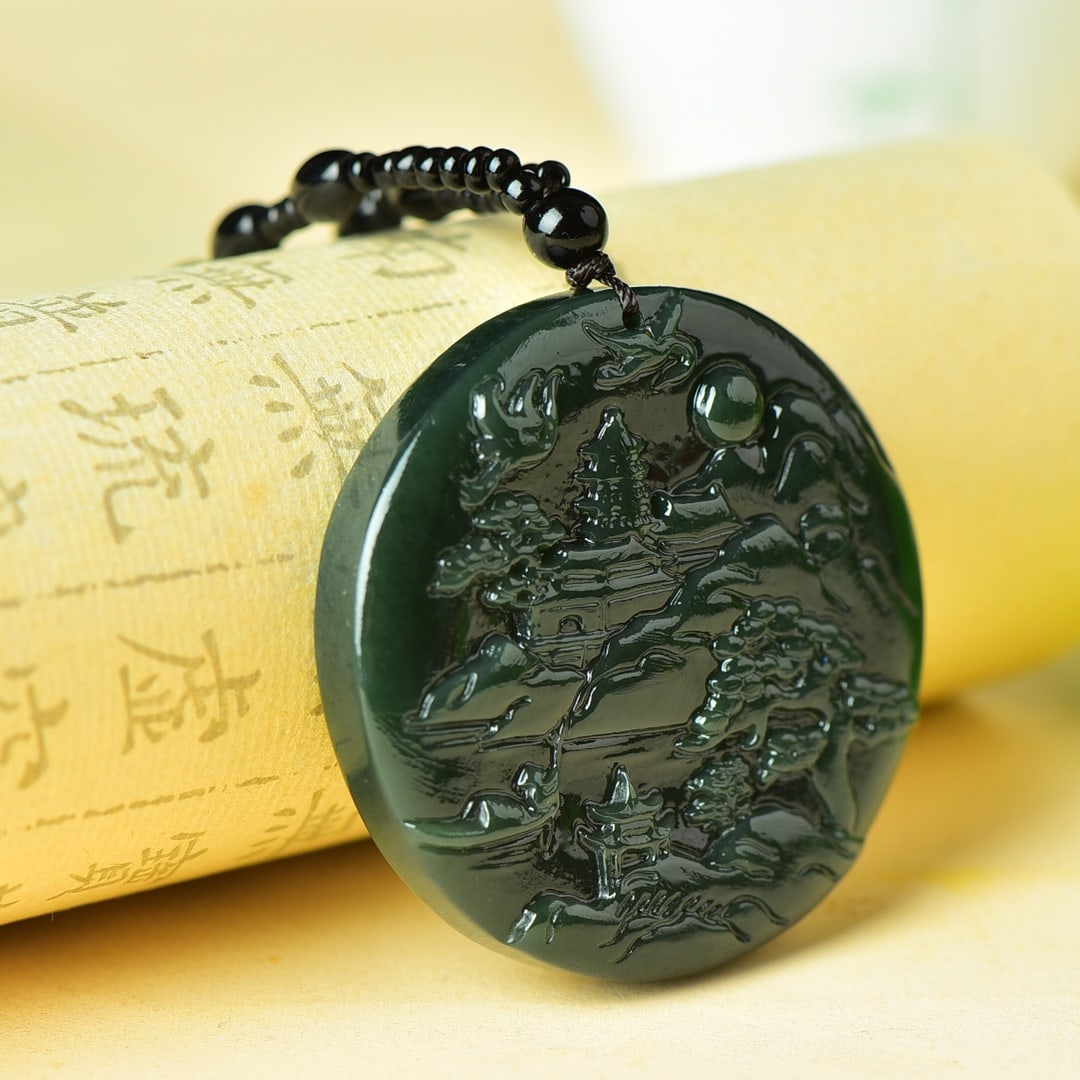 An Exquisite Sapphire Landscape and Figure Pattern Pendant - 4
