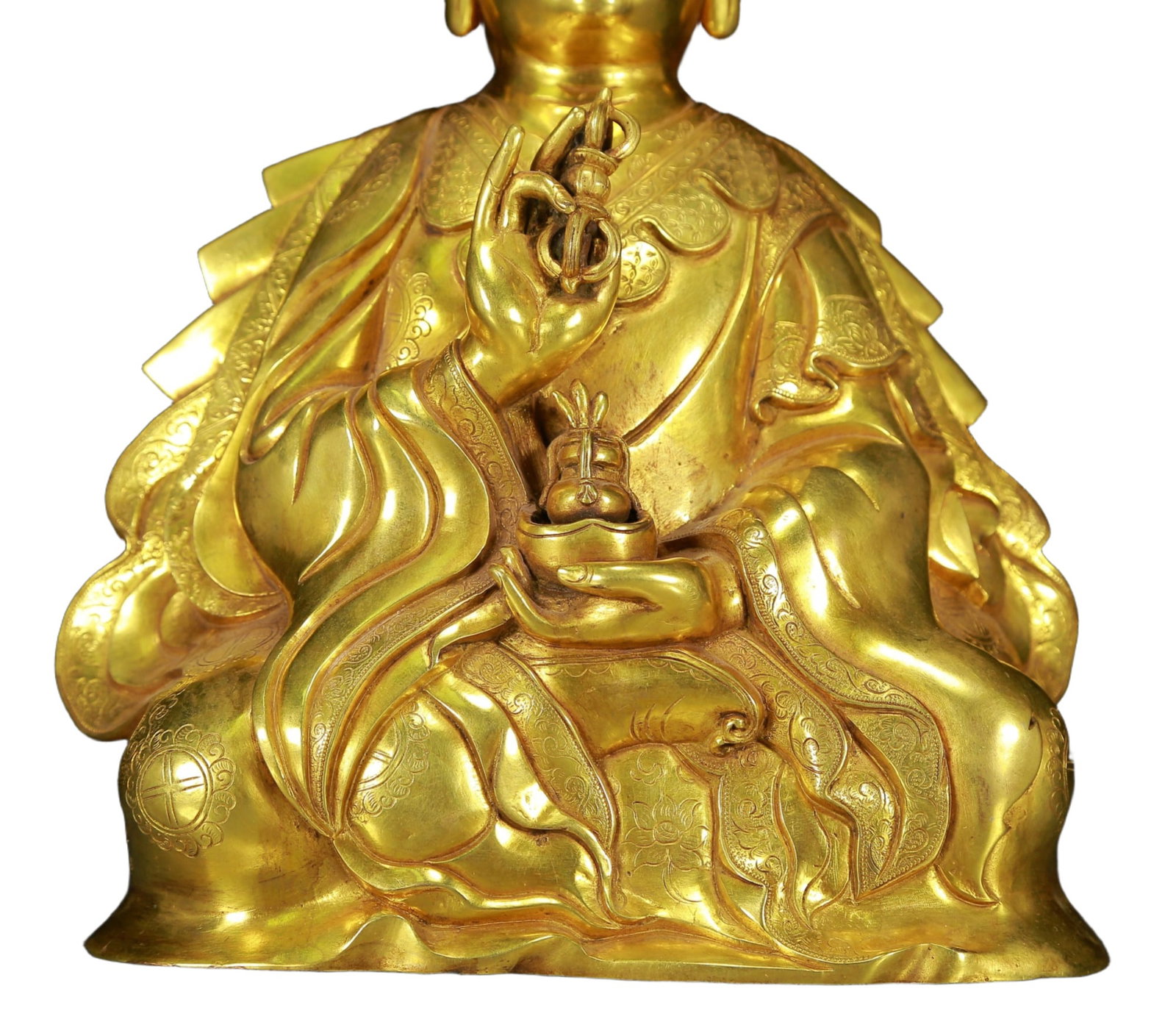 A Solemn Gilt Bronze Statue of Padma Sambhava - 3
