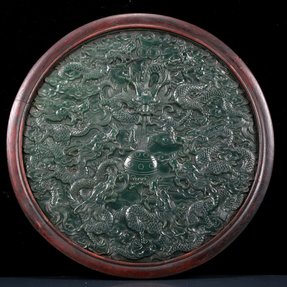 A Perfect Jasper Dragon Pattern Table Screen - 13