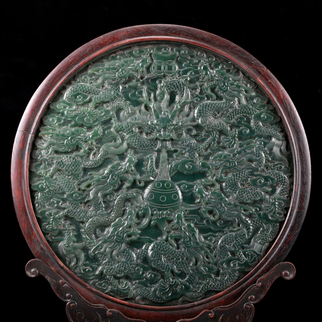 A Perfect Jasper Dragon Pattern Table Screen - 2