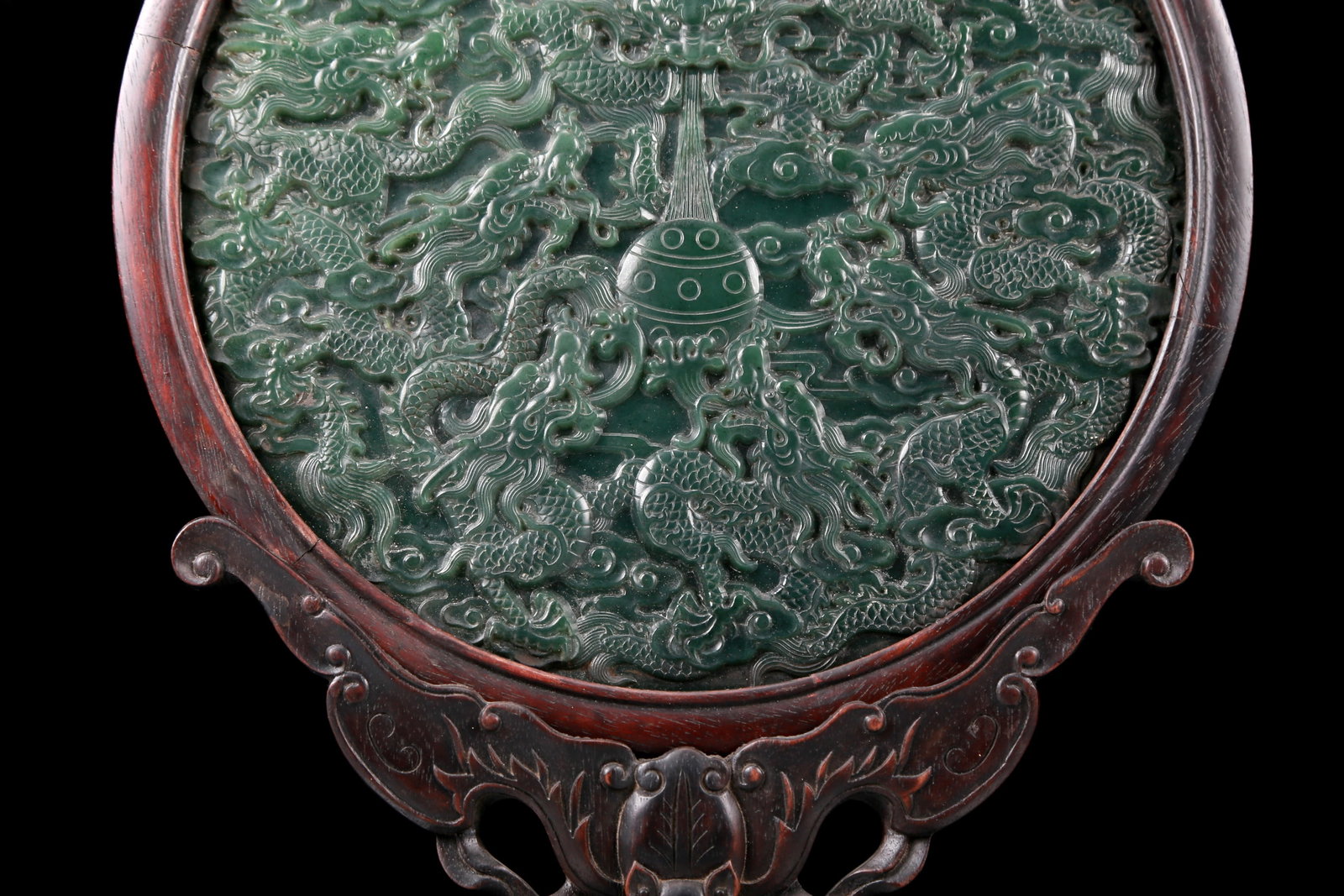 A Perfect Jasper Dragon Pattern Table Screen - 4