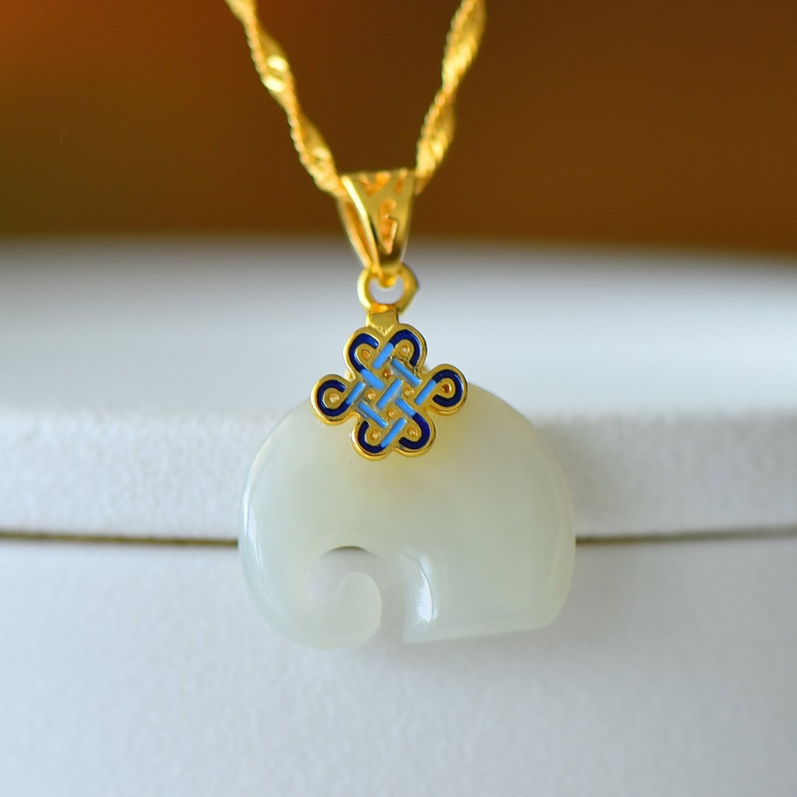 An Exquisite Sterling Silver-Gold Plated Inlaid White Jade Pendant - 2