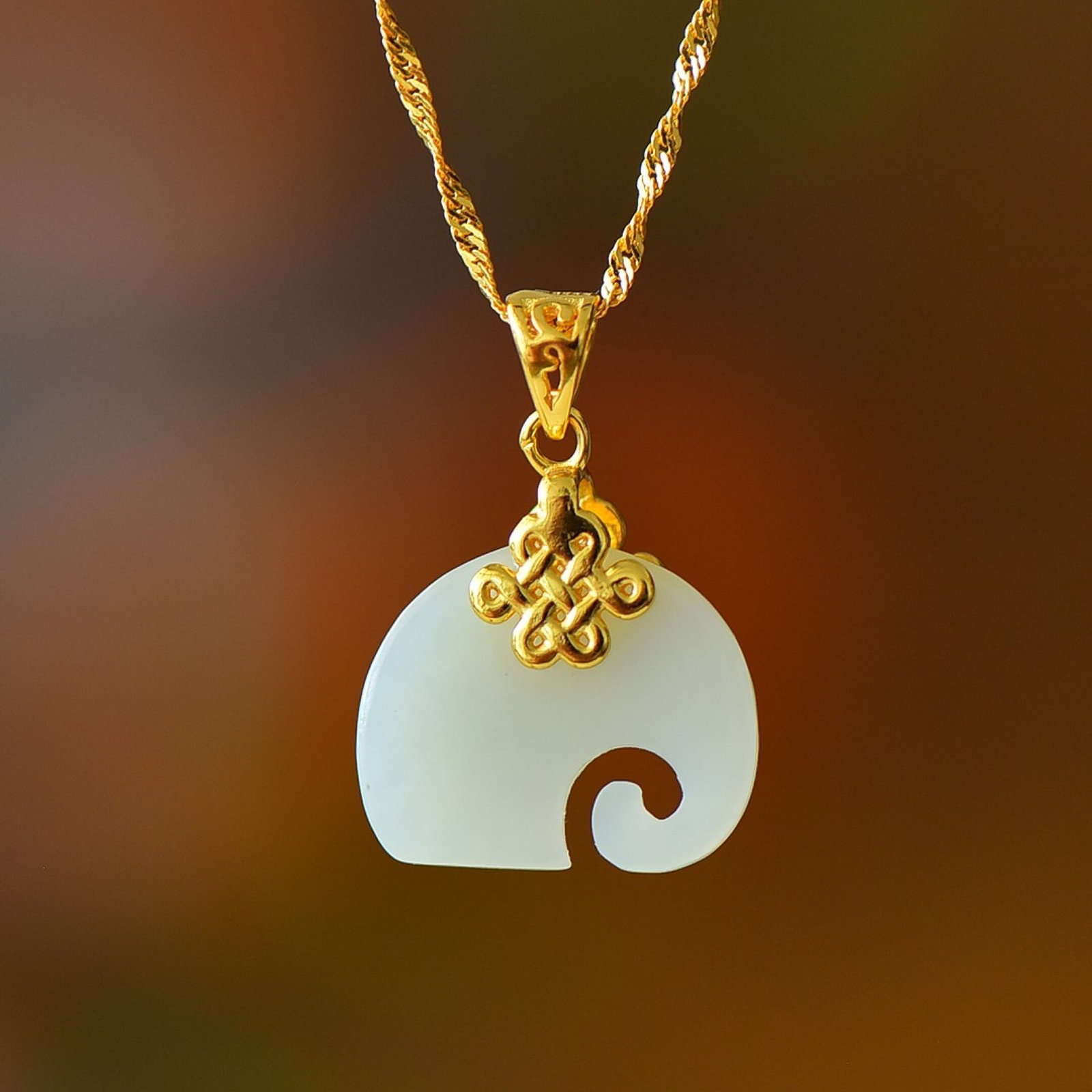 An Exquisite Sterling Silver-Gold Plated Inlaid White Jade Pendant - 5