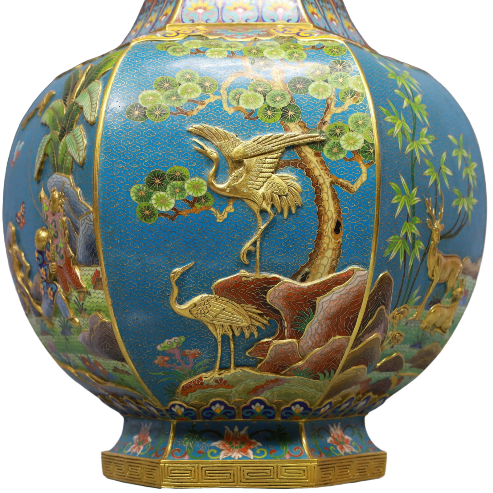 A Huge Cloisonne Figure,Deer and Crane Pattern Vase, - 3