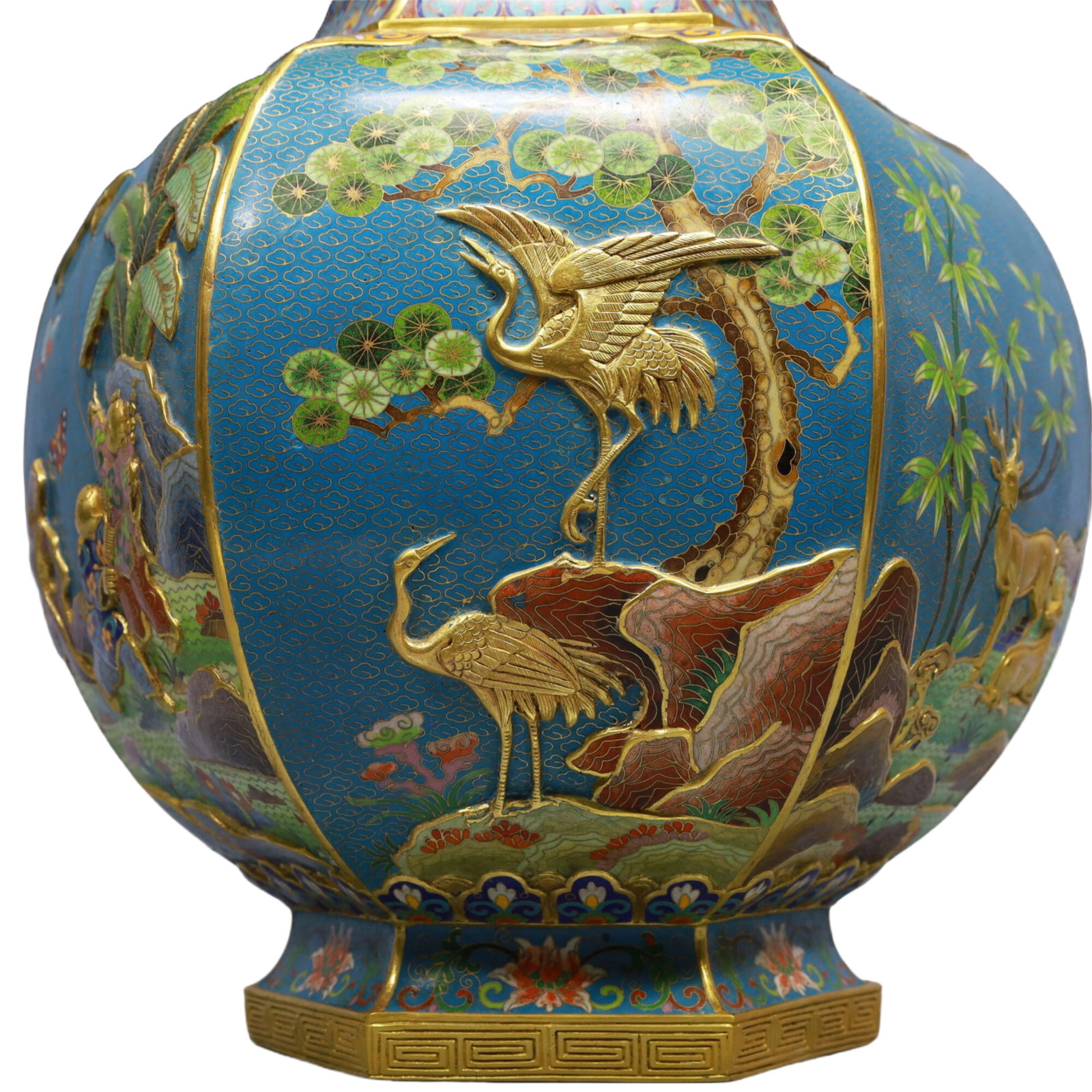 A Huge Cloisonne Figure,Deer and Crane Pattern Vase, - 7