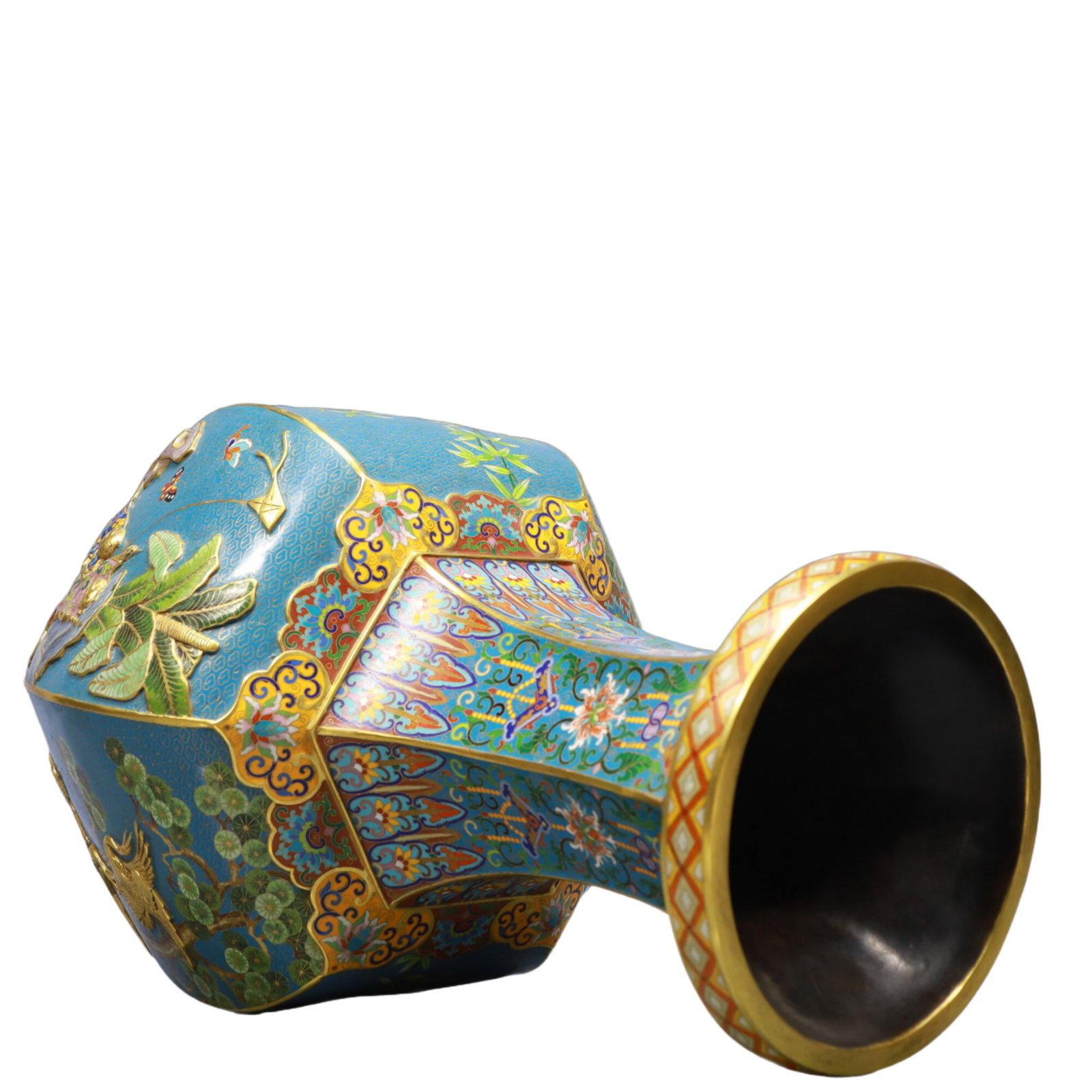 A Huge Cloisonne Figure,Deer and Crane Pattern Vase, - 8
