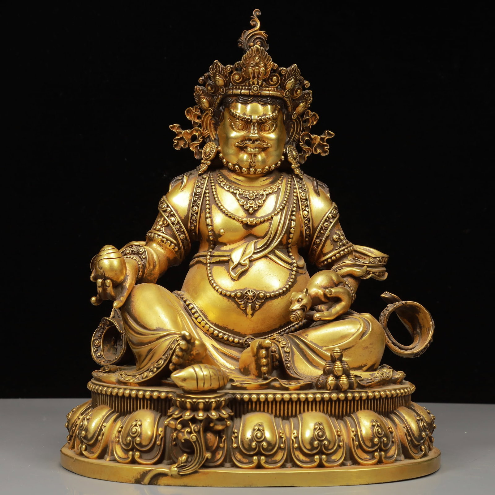 A Solemn Gilt Bronze Statue of Mammon: Estimated Value:3600-7200 A Solemn Gilt Bronze Statue of Mammon,Ming Dynasty, China,Yongle Six-character Mark,Size:10.6inx8.7inx12.6in,Weight:6650g