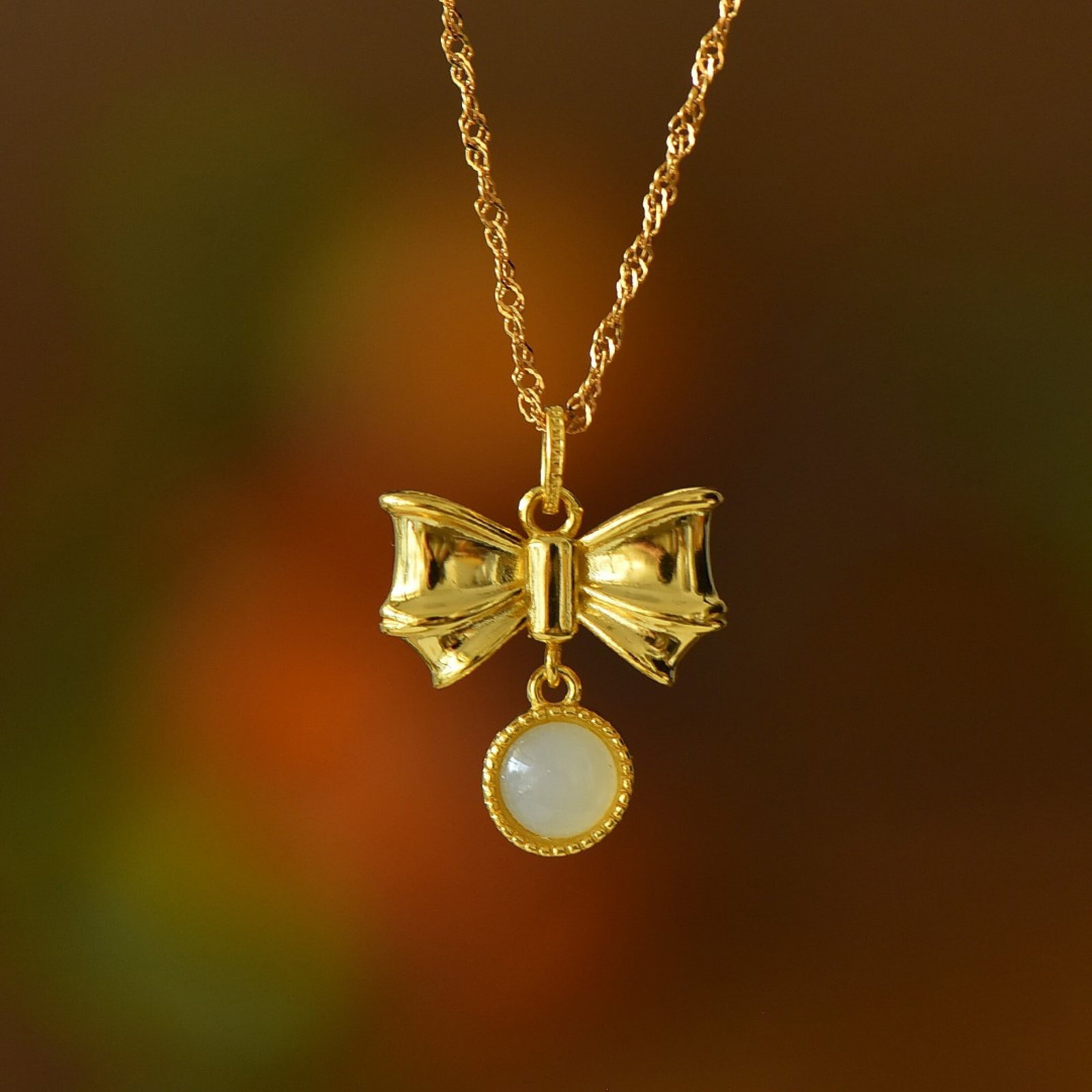 A Set of Fine Sterling Silver-Gold Plated Inlaid White Jade Jewelrys - 2