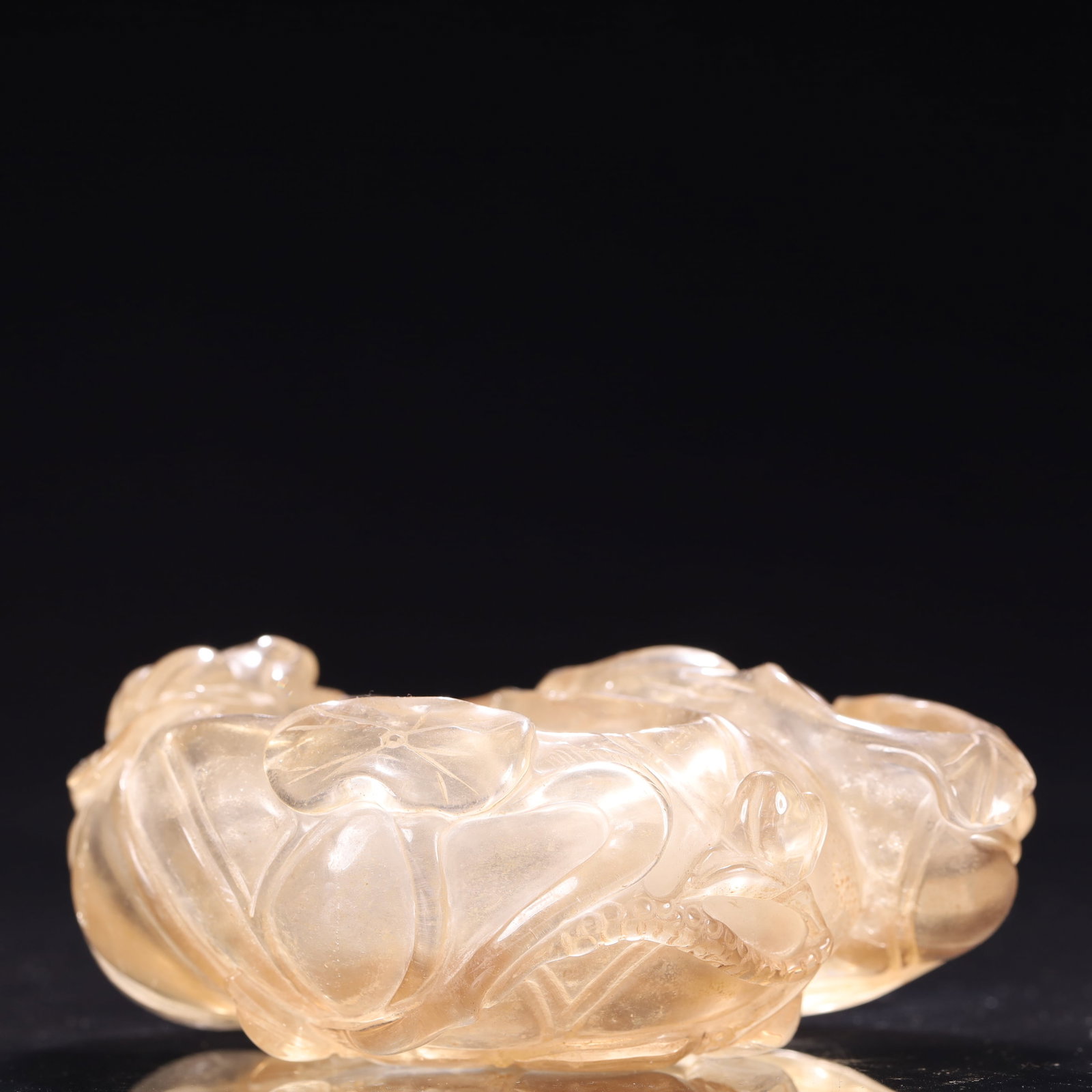 An Exquisite Crystal Lotus Leaf and Frog Pattern Brush Washer - 2