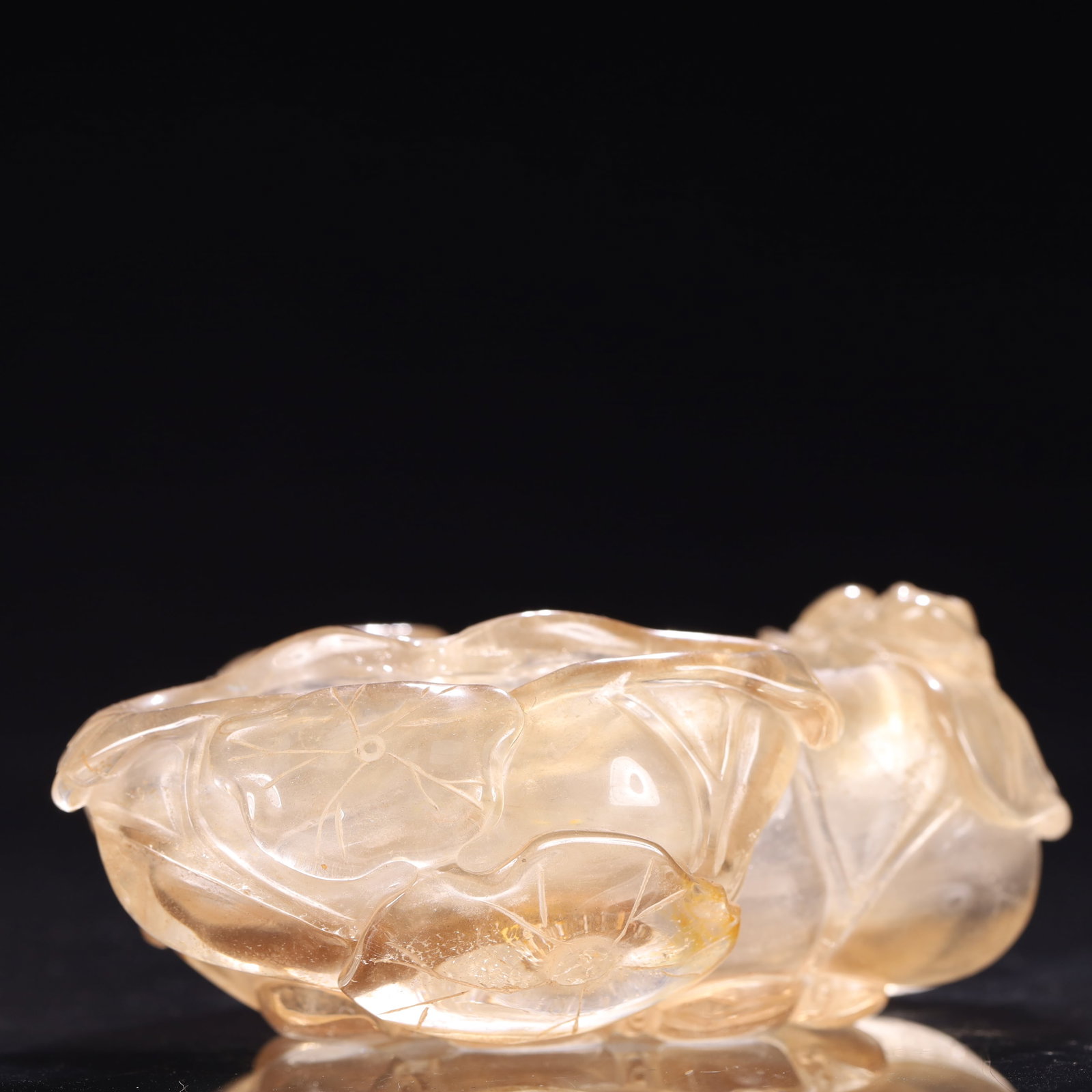 An Exquisite Crystal Lotus Leaf and Frog Pattern Brush Washer - 4