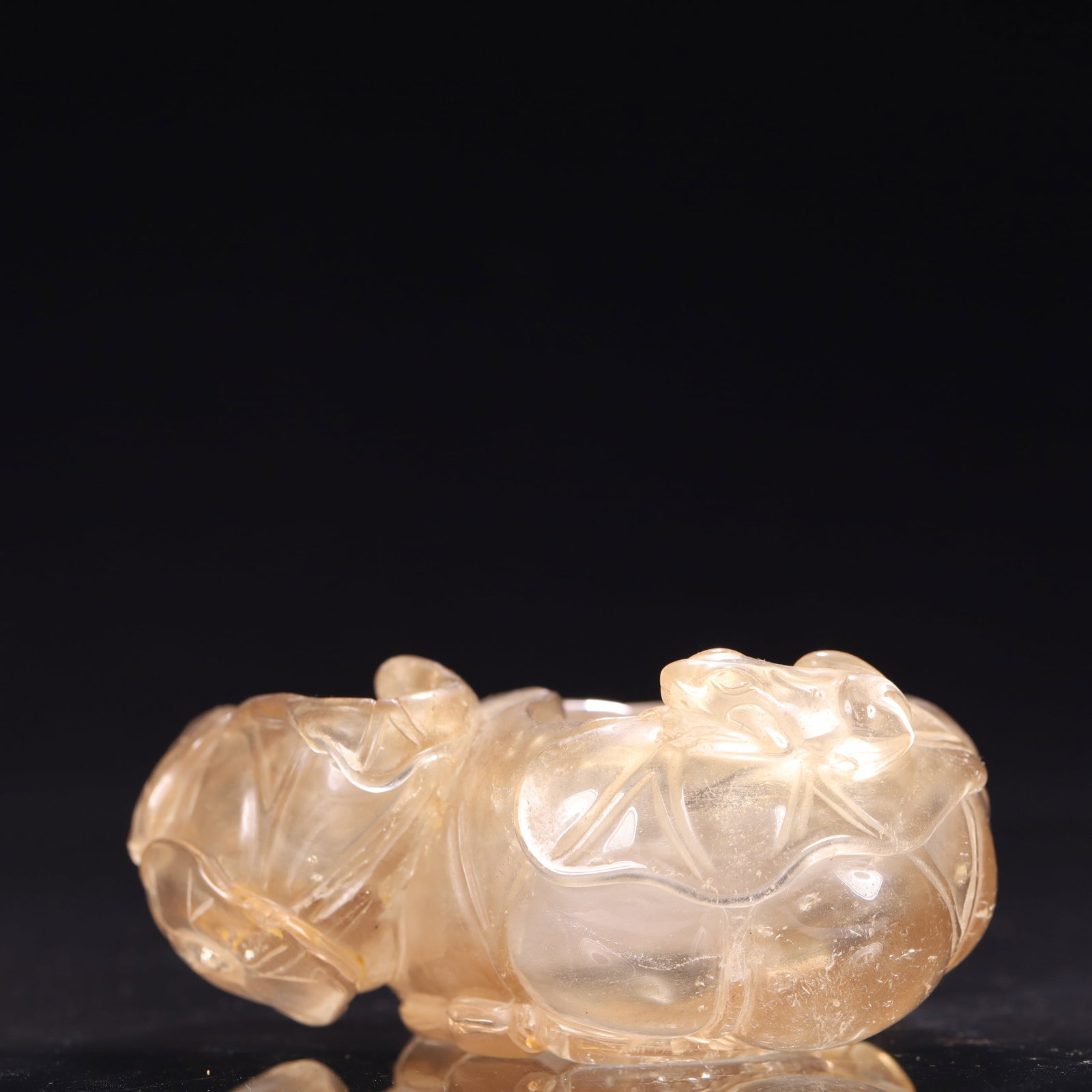 An Exquisite Crystal Lotus Leaf and Frog Pattern Brush Washer - 5