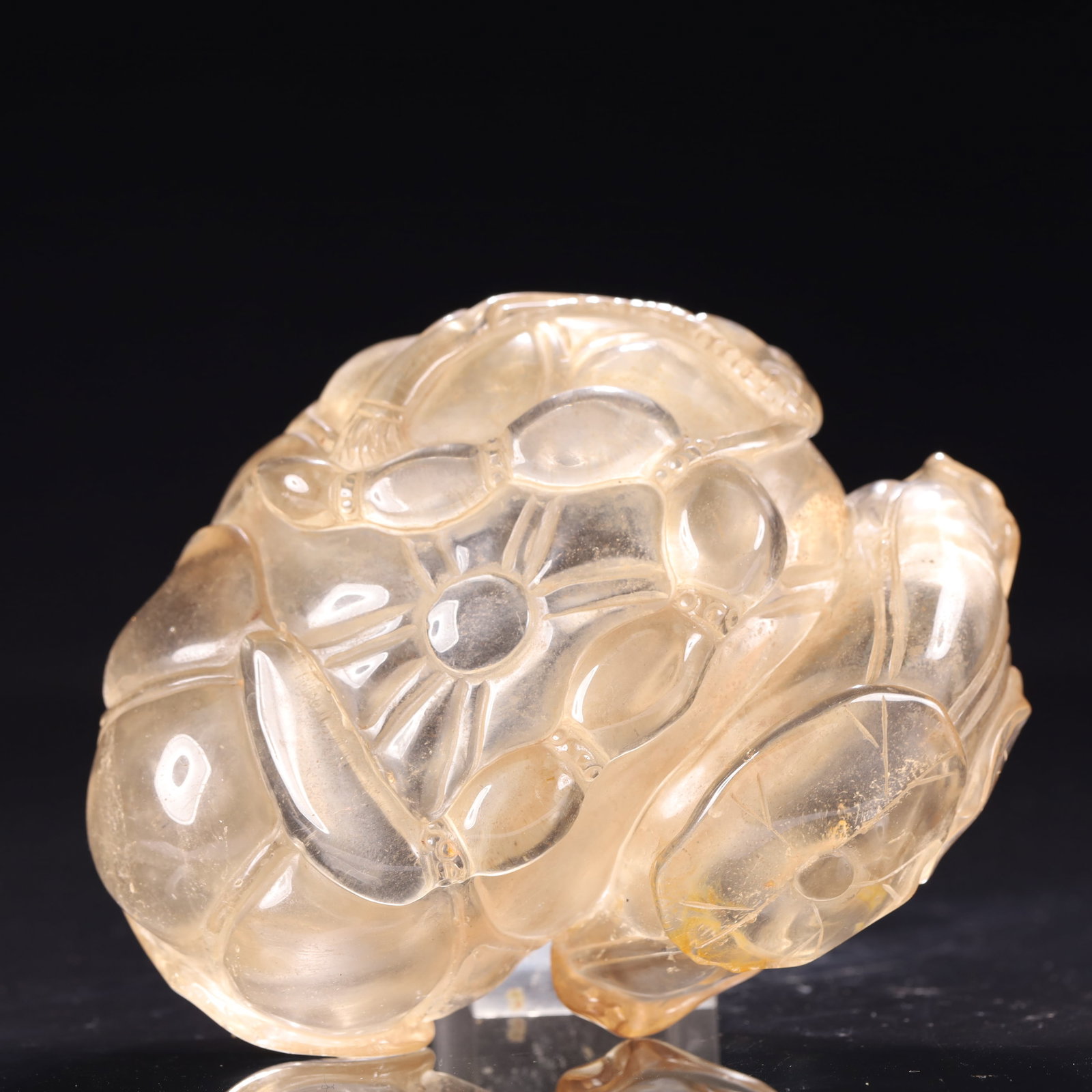 An Exquisite Crystal Lotus Leaf and Frog Pattern Brush Washer - 7