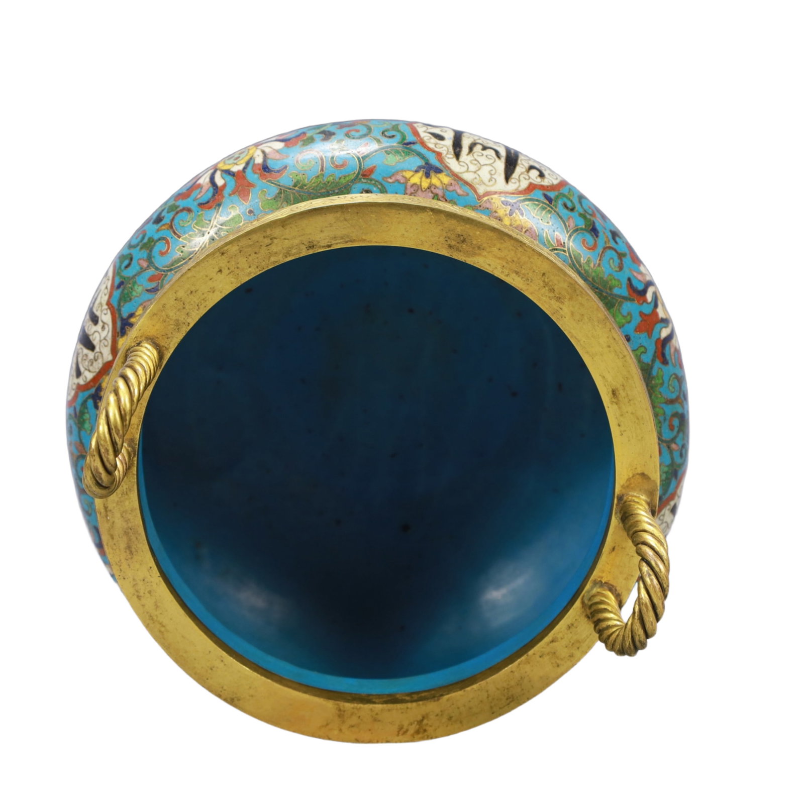 An Exquisite Cloisonne Lotus Pattern Double-Ears and Tripod Censer,With Scriptures - 8