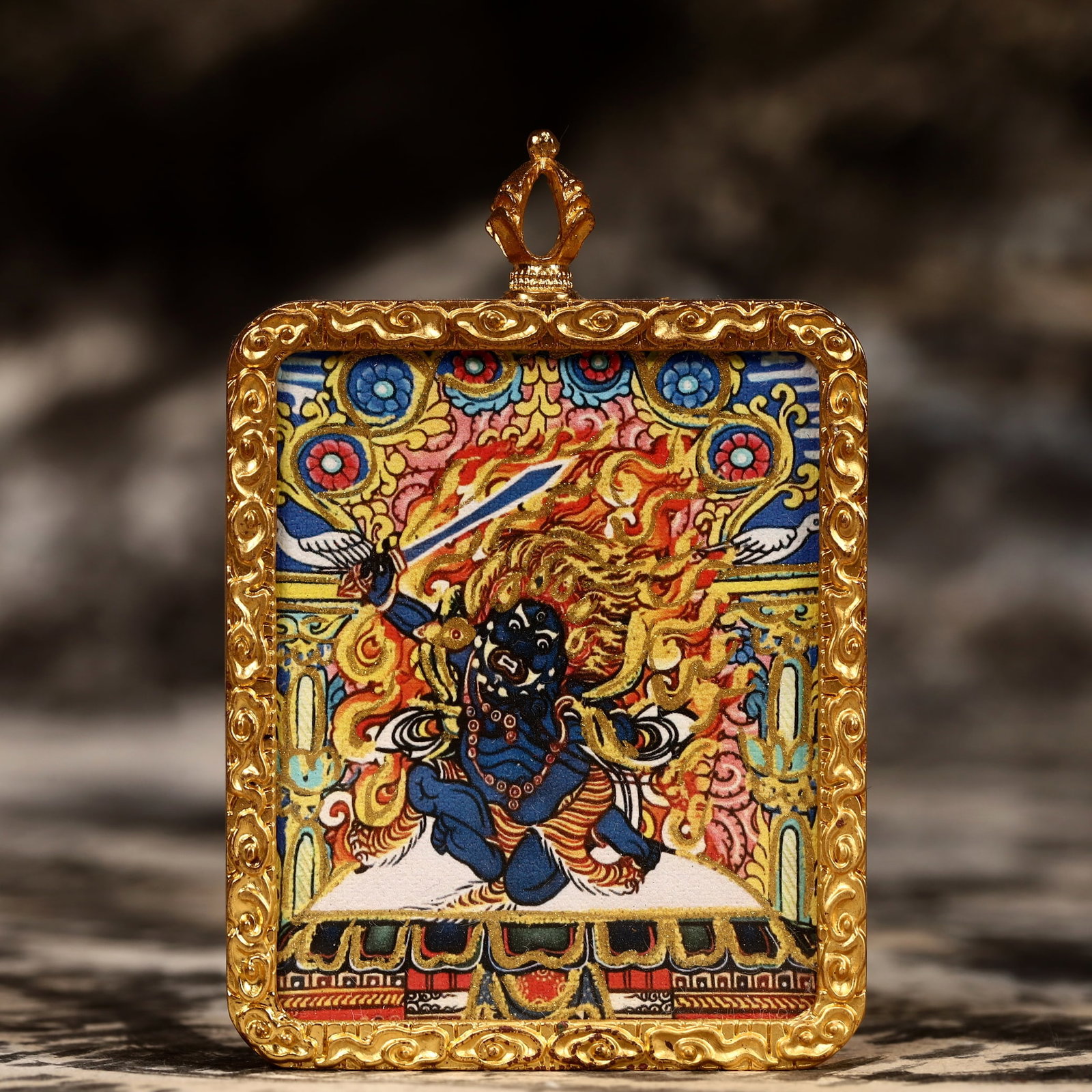 An Exquisite Painted Color Statue of Mammon Tangka: Estimated Value:1500-3000 An Exquisite Painted Color Statue of Mammon Tangka,Size:2inx2.8in 彩绘财神像唐卡