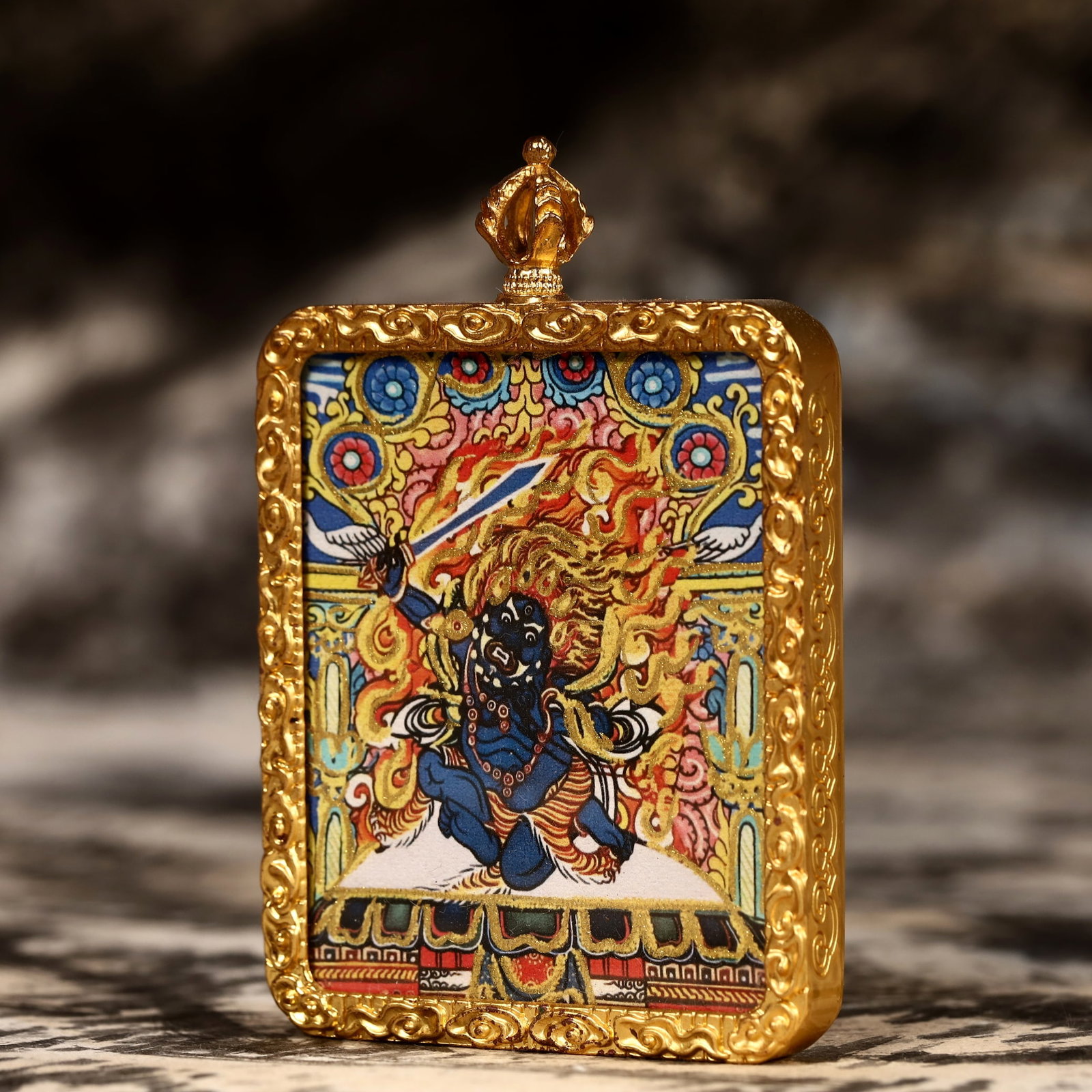 An Exquisite Painted Color Statue of Mammon Tangka - 2