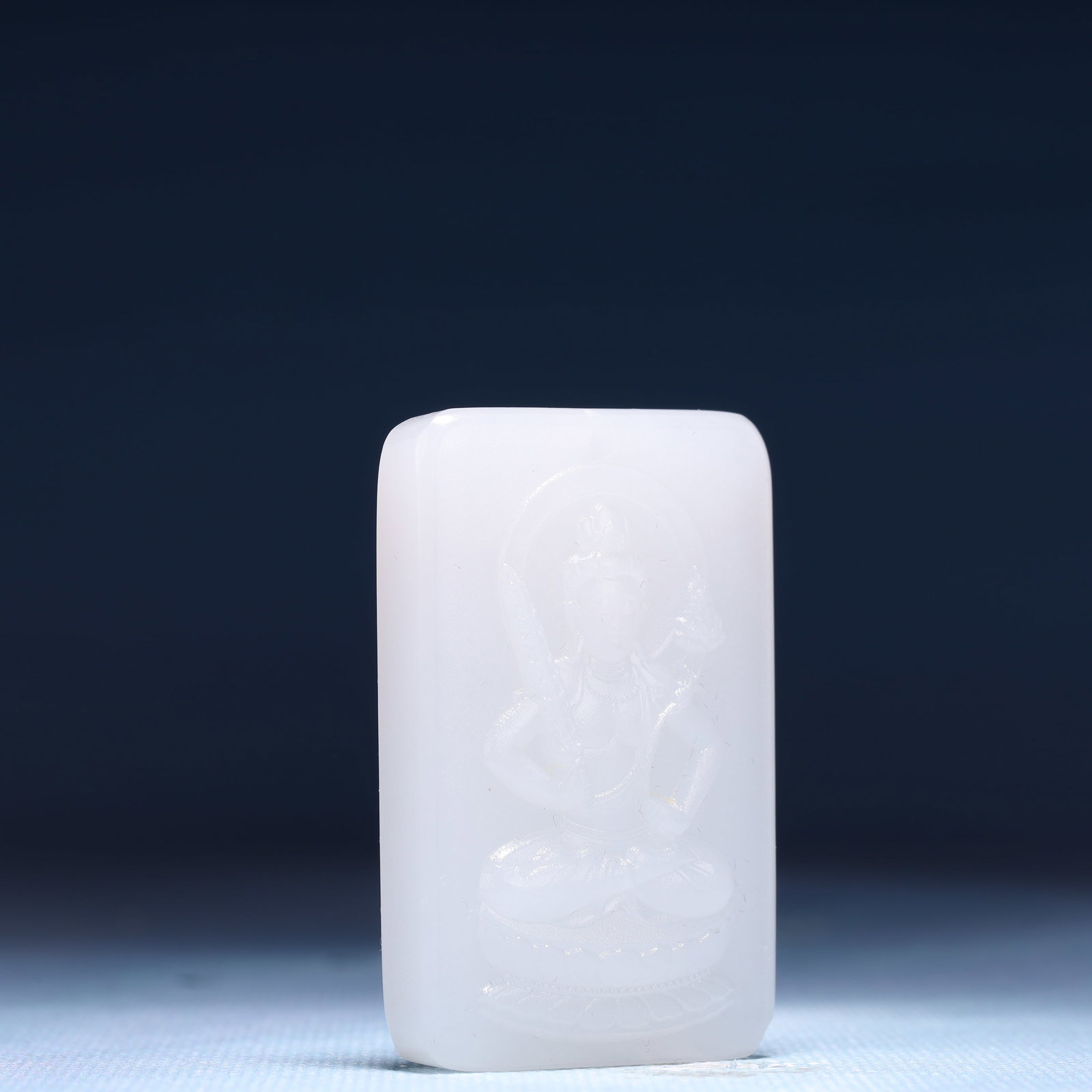 An Exquisite White Jade Statue of Manjusri Pendant - 3