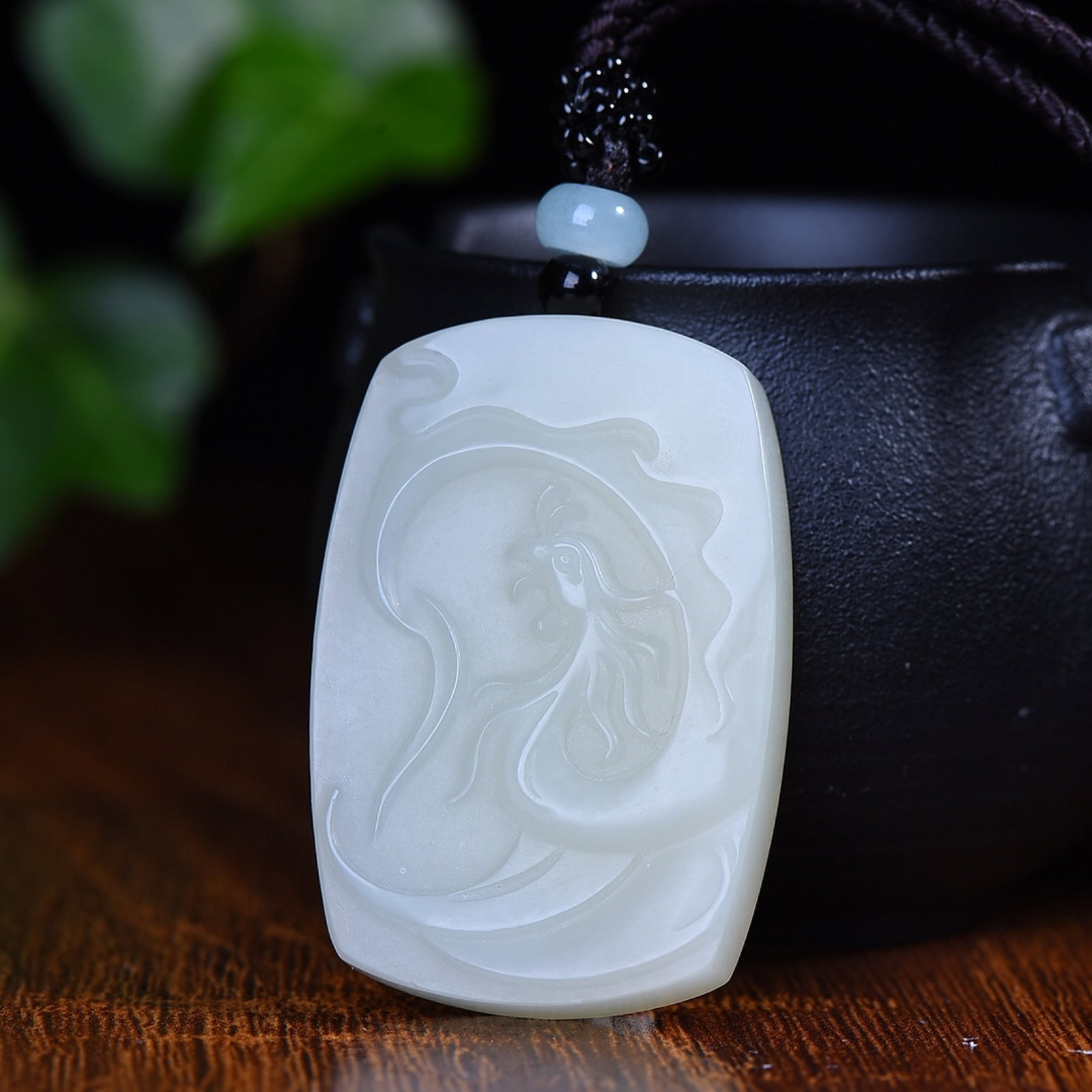 A Pair of Exquisite White Jade Dragon and Phoenix Pattern Pendant - 2